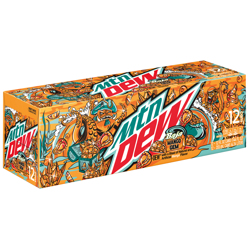 Mountain Dew, Baja Mango Gem, Dew With A Blast Of Natural And Artificial Mango Flavor thumbnail