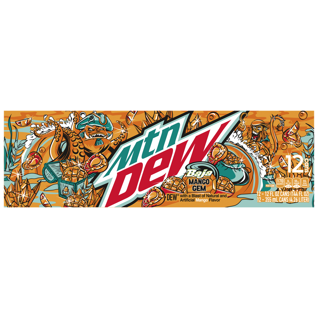 Mountain Dew, Baja Mango Gem, Dew With A Blast Of Natural And Artificial Mango Flavor thumbnail