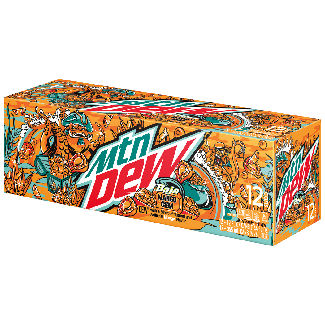 Mountain Dew, Baja Mango Gem, Dew With A Blast Of Natural And Artificial Mango Flavor thumbnail