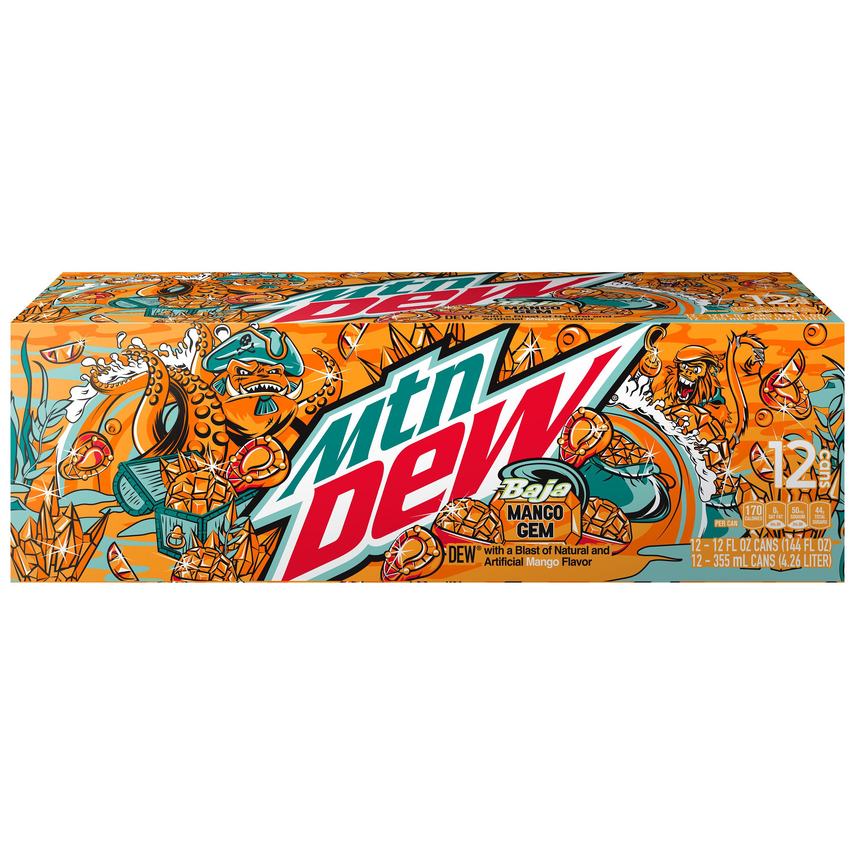 Mountain Dew, Baja Mango Gem, Dew With A Blast Of Natural And Artificial Mango Flavor