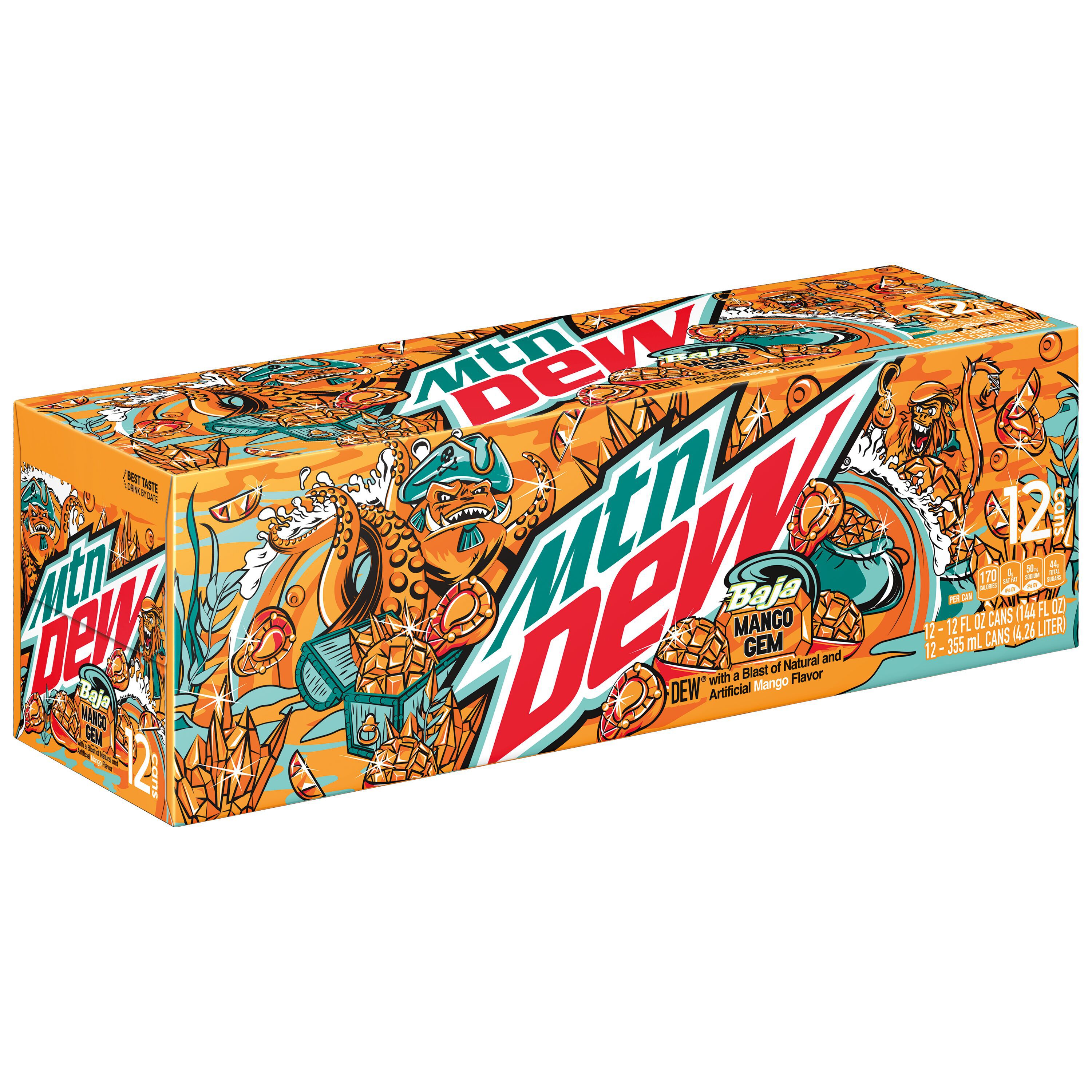 Mountain Dew, Baja Mango Gem, Dew With A Blast Of Natural And Artificial Mango Flavor thumbnail
