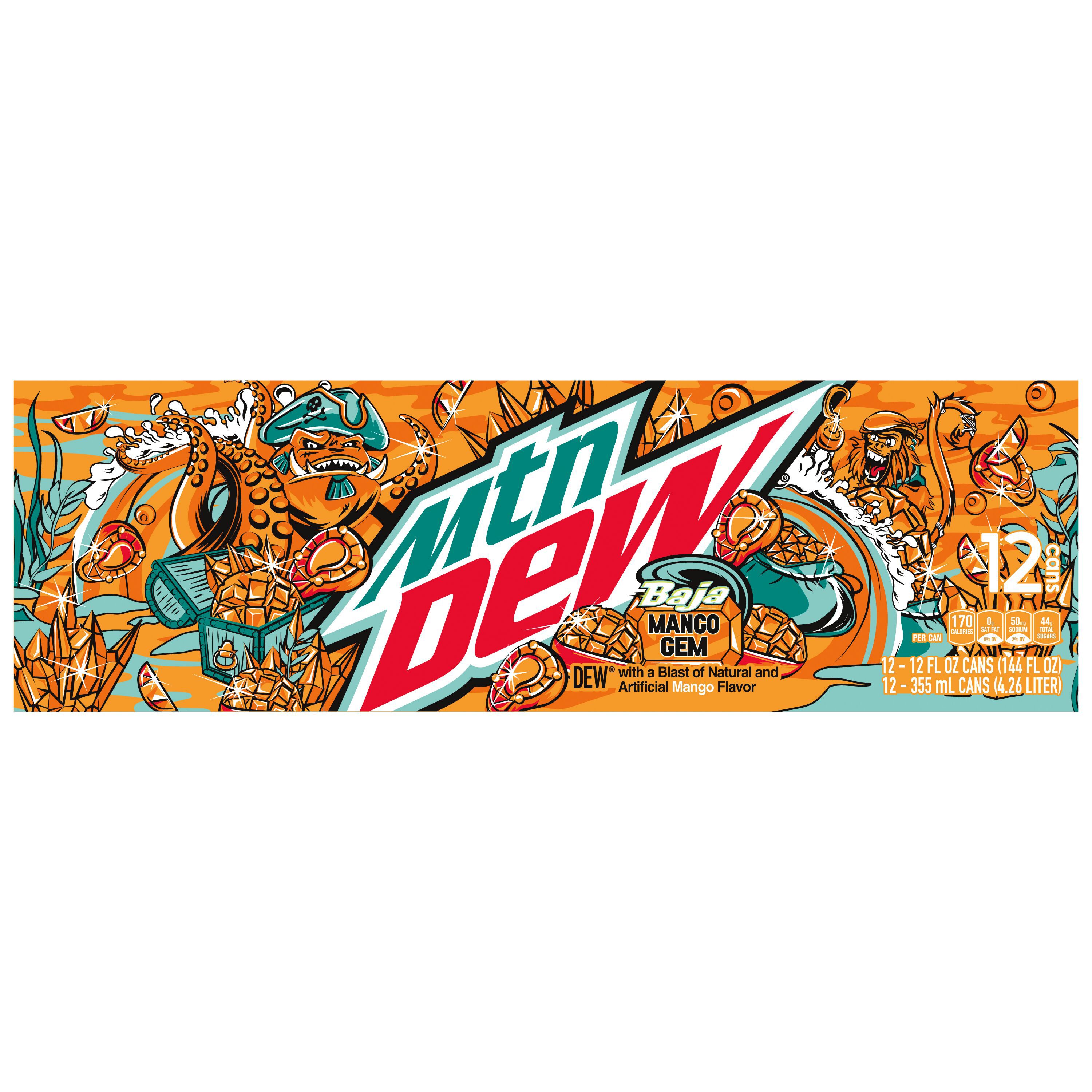Mountain Dew, Baja Mango Gem, Dew With A Blast Of Natural And Artificial Mango Flavor thumbnail