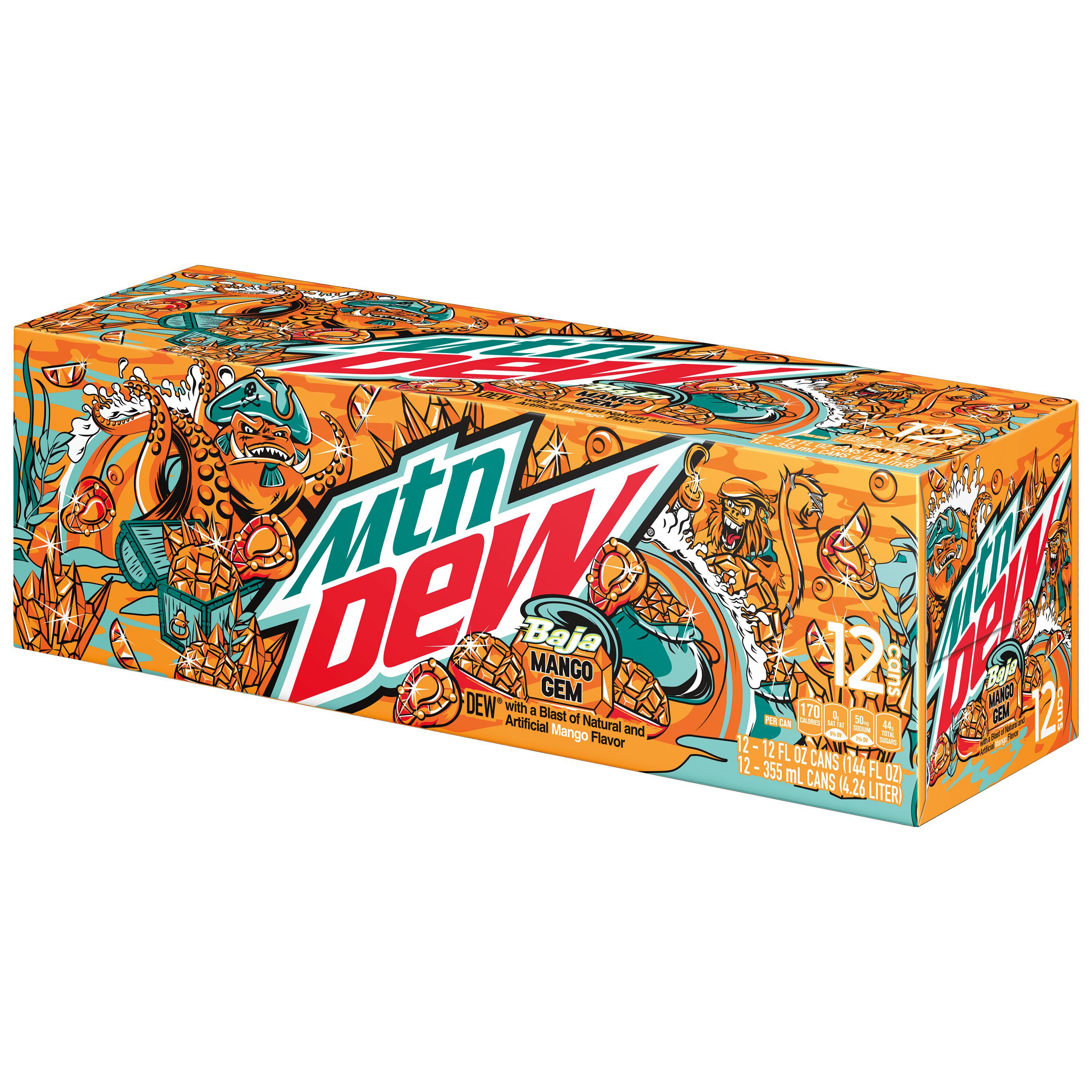 Mountain Dew, Baja Mango Gem, Dew With A Blast Of Natural And Artificial Mango Flavor thumbnail
