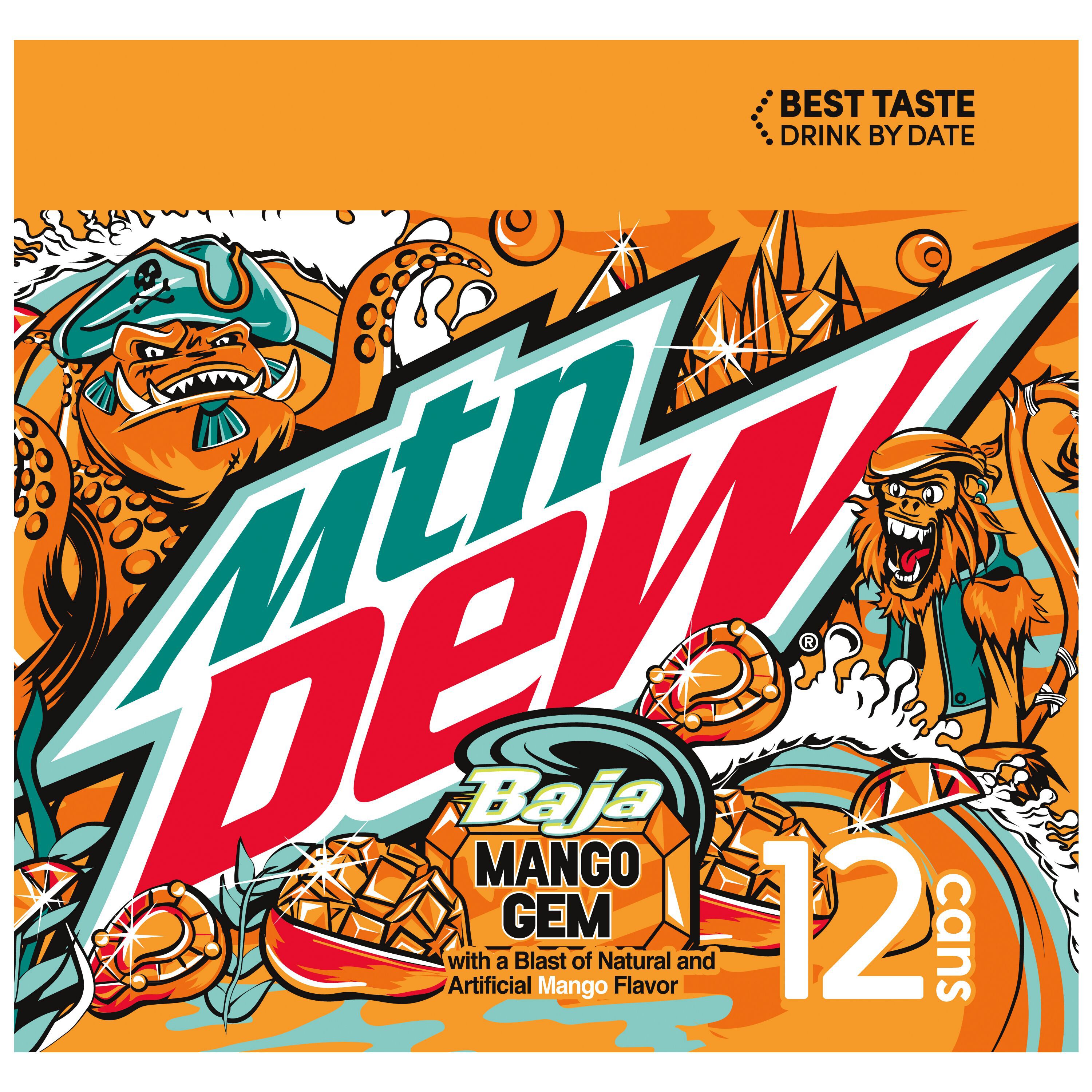 Mountain Dew, Baja Mango Gem, Dew With A Blast Of Natural And Artificial Mango Flavor thumbnail