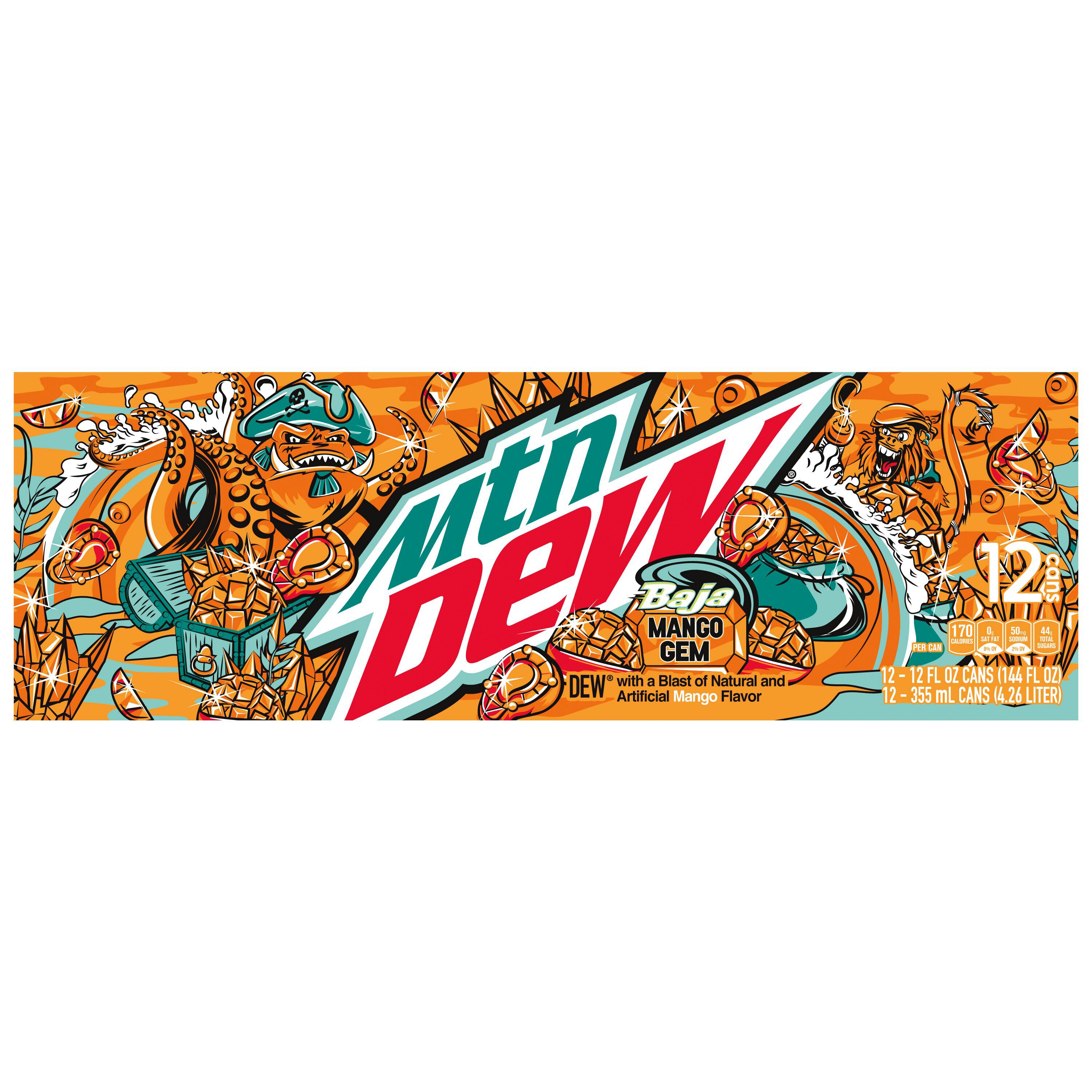 Mountain Dew, Baja Mango Gem, Dew With A Blast Of Natural And Artificial Mango Flavor thumbnail