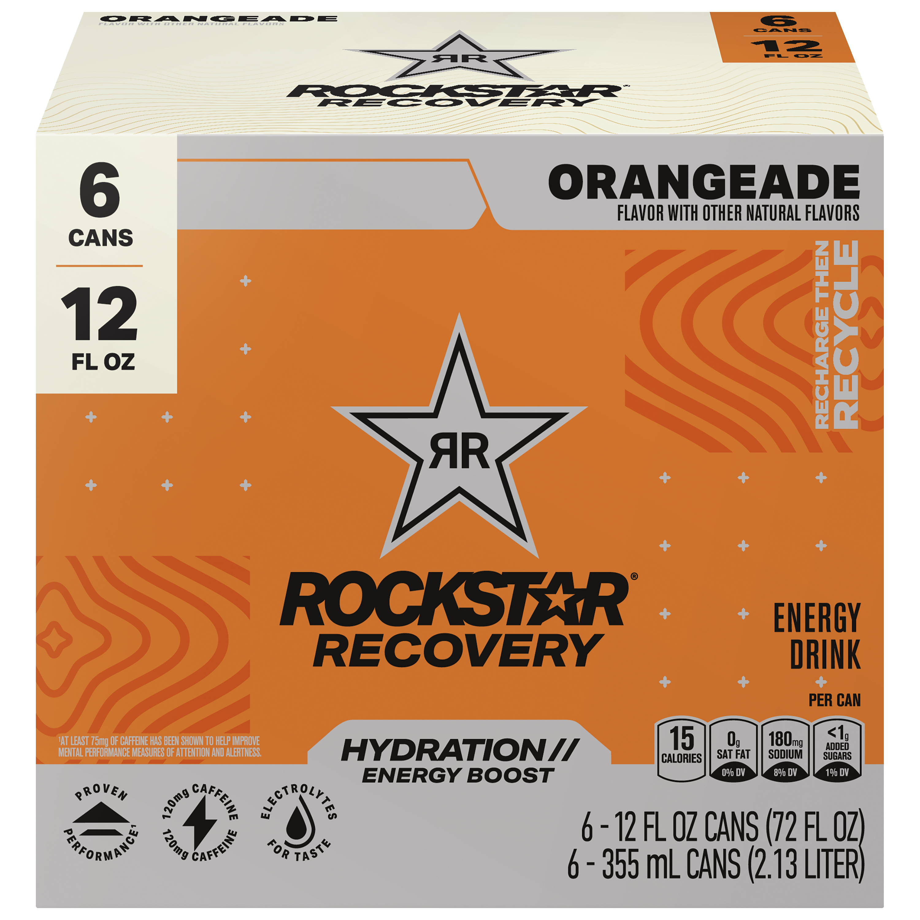Rockstar, Recovery, Orangeade Flavor, Energy Drink