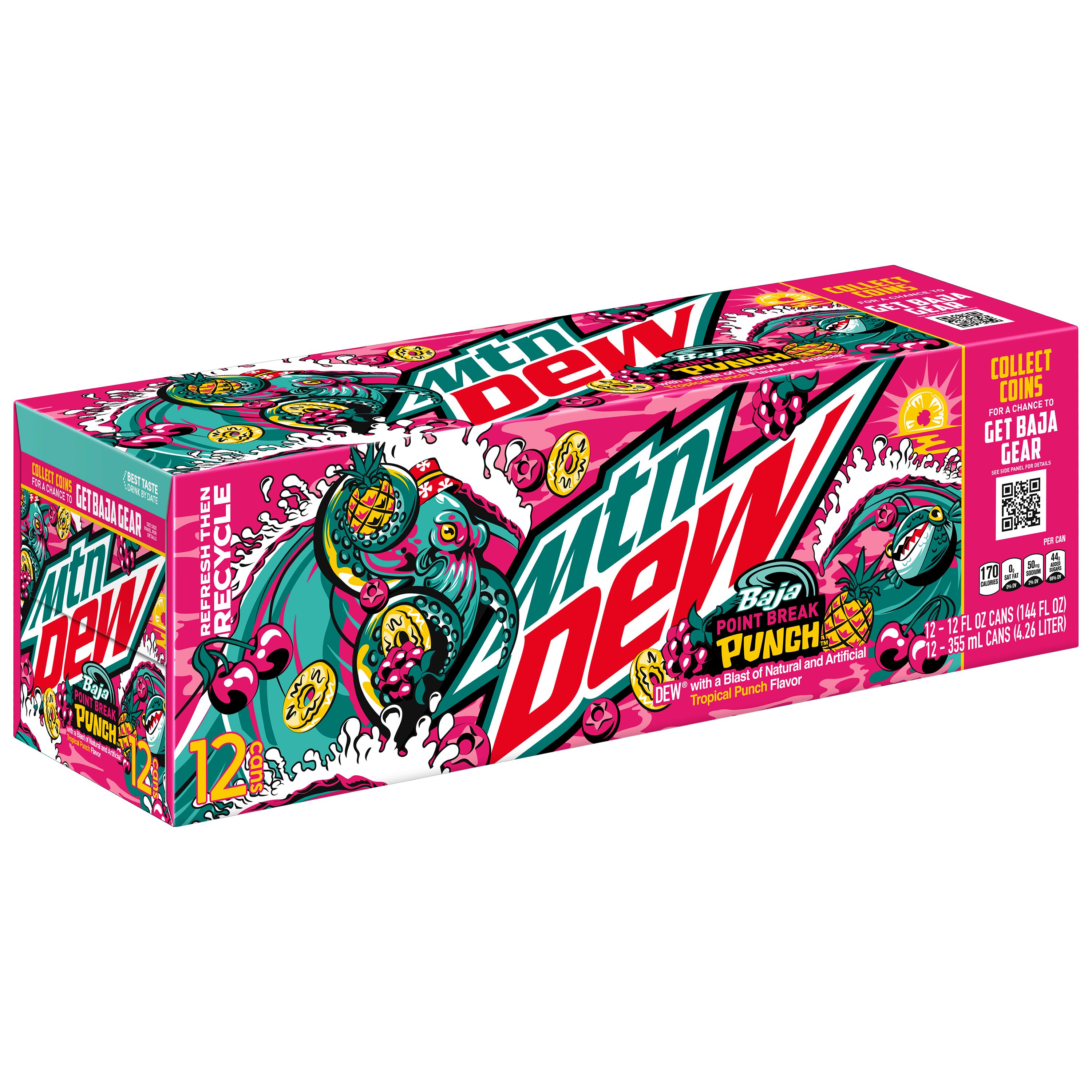 Mountain Dew, Baja Point Break Punch, Dew With A Blast Of Natural And Artificial Tropical Punch Flavor thumbnail