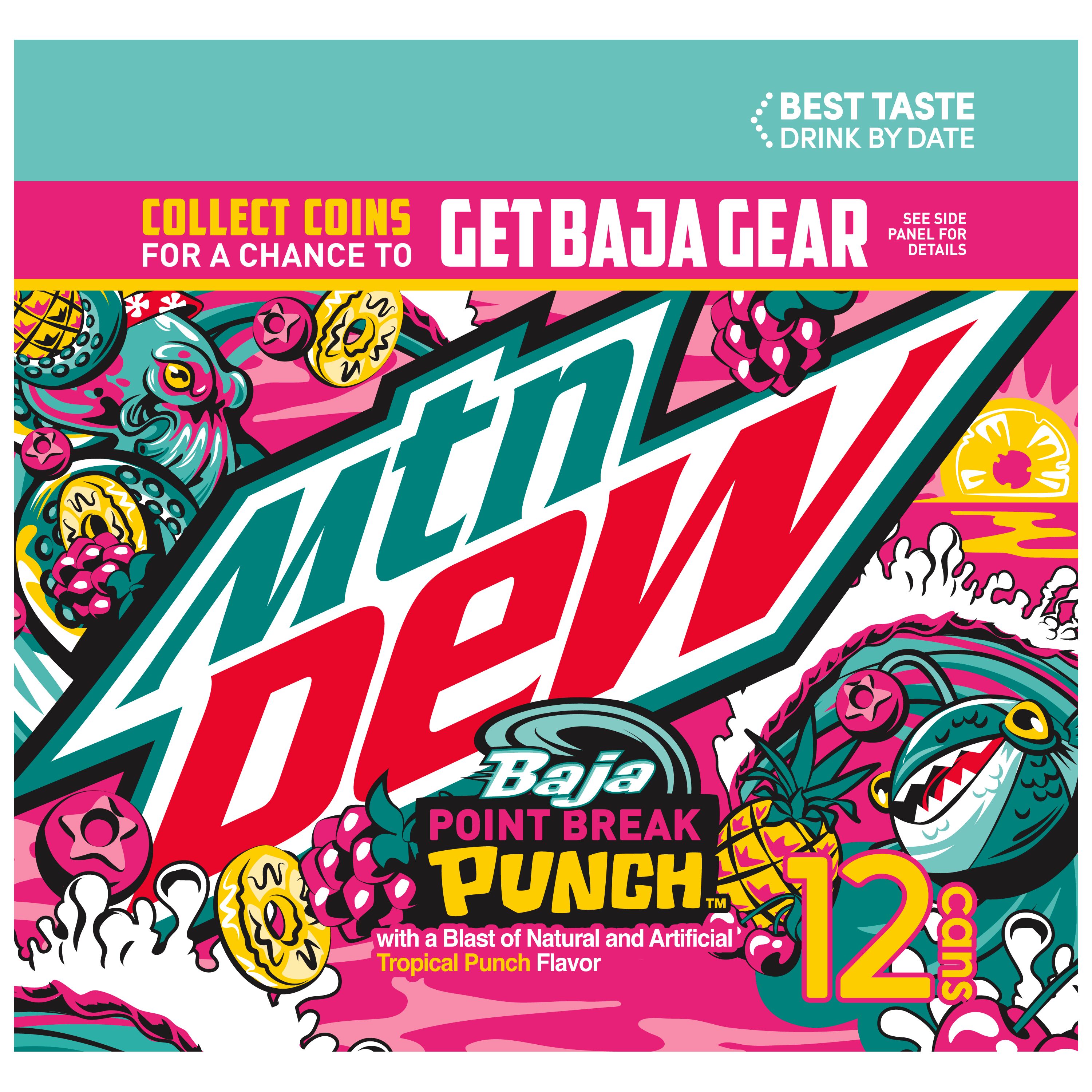 Mountain Dew, Baja Point Break Punch, Dew With A Blast Of Natural And Artificial Tropical Punch Flavor thumbnail