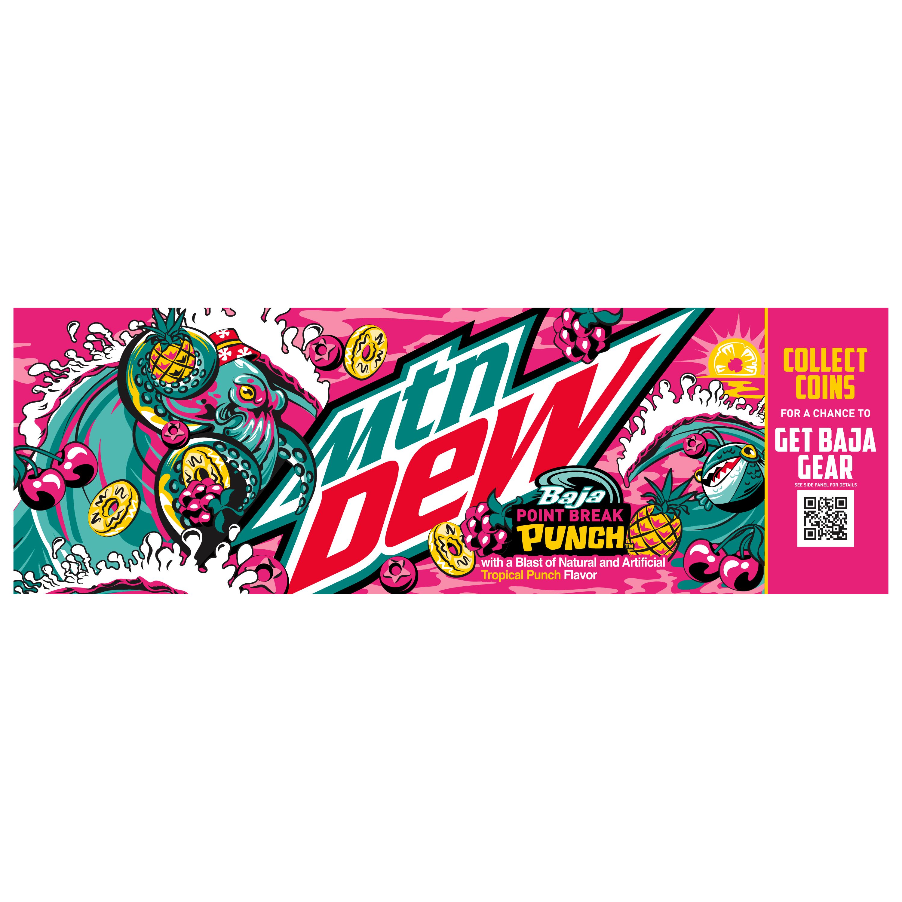 Mountain Dew, Baja Point Break Punch, Dew With A Blast Of Natural And Artificial Tropical Punch Flavor thumbnail