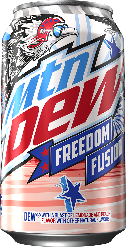 Mountain Dew, Freedom Fusion, Dew With A Blast Of Lemonade And Peach Flavor thumbnail