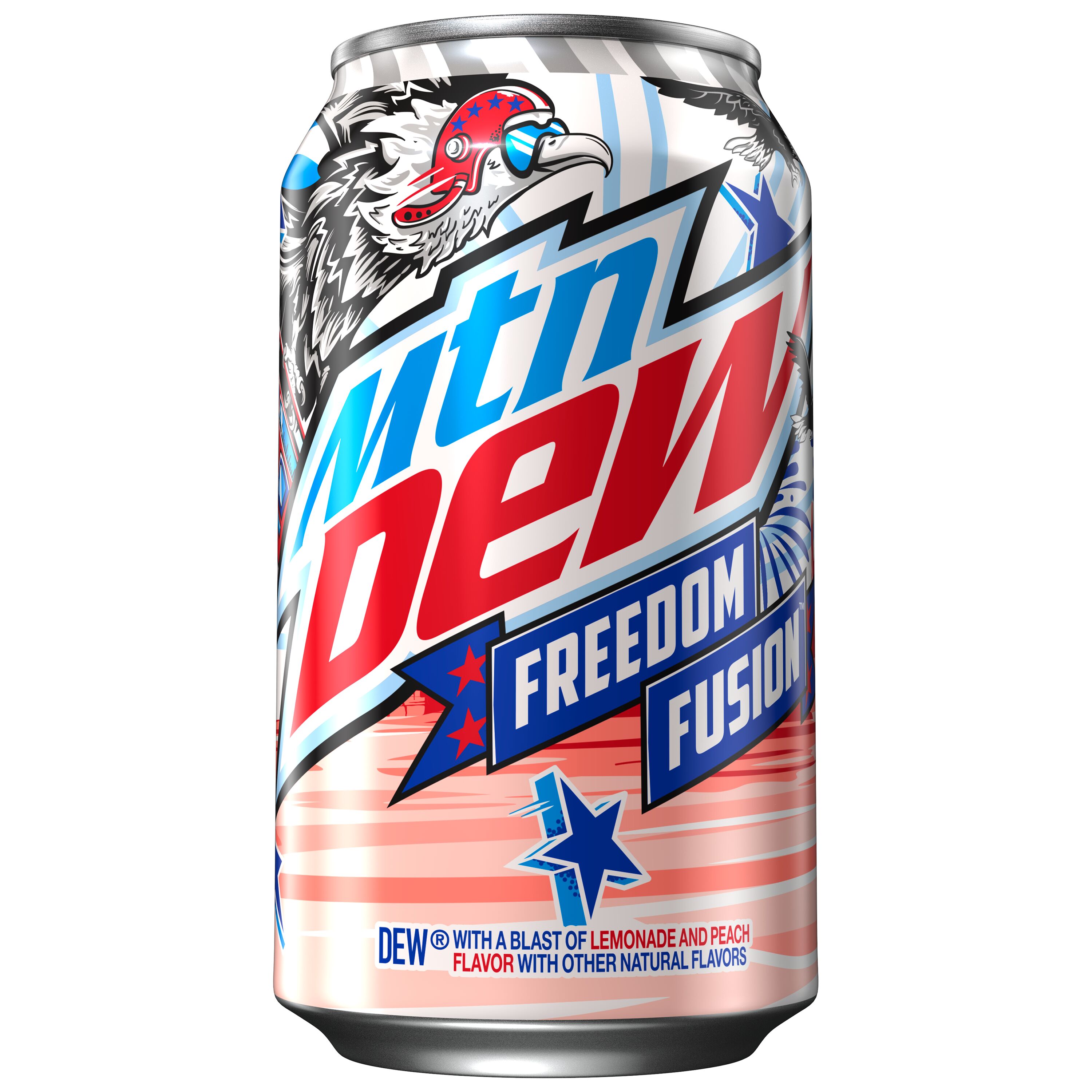 Mountain Dew, Freedom Fusion, Dew With A Blast Of Lemonade And Peach Flavor