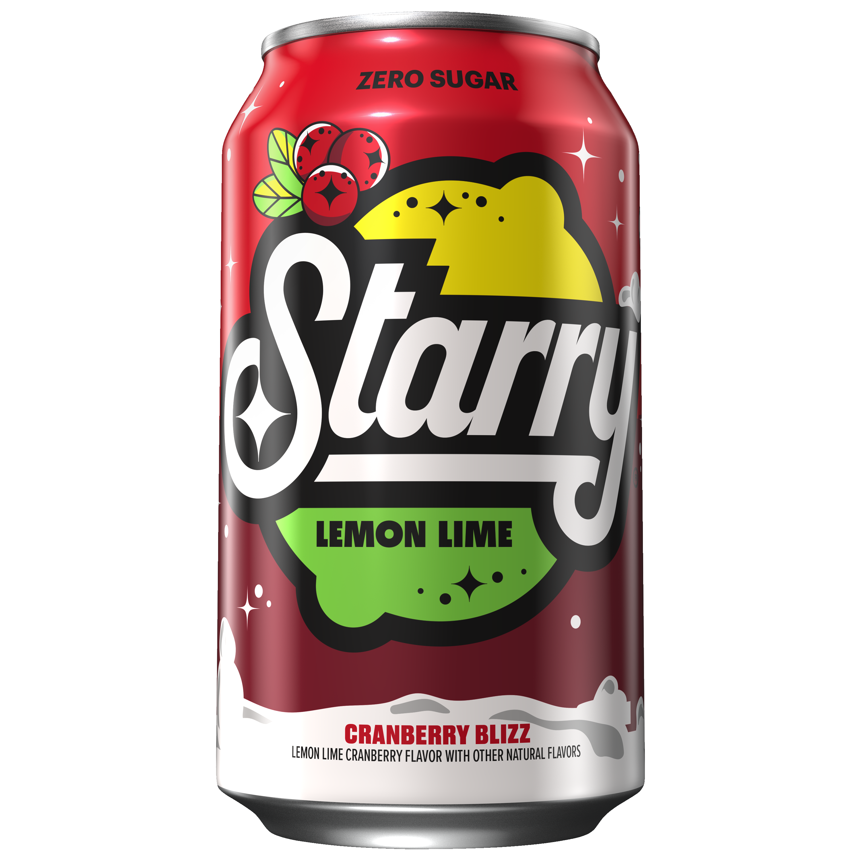 Starry, Zero Sugar, Cranberry Blizz, Lemon Lime Cranberry Flavored Soda