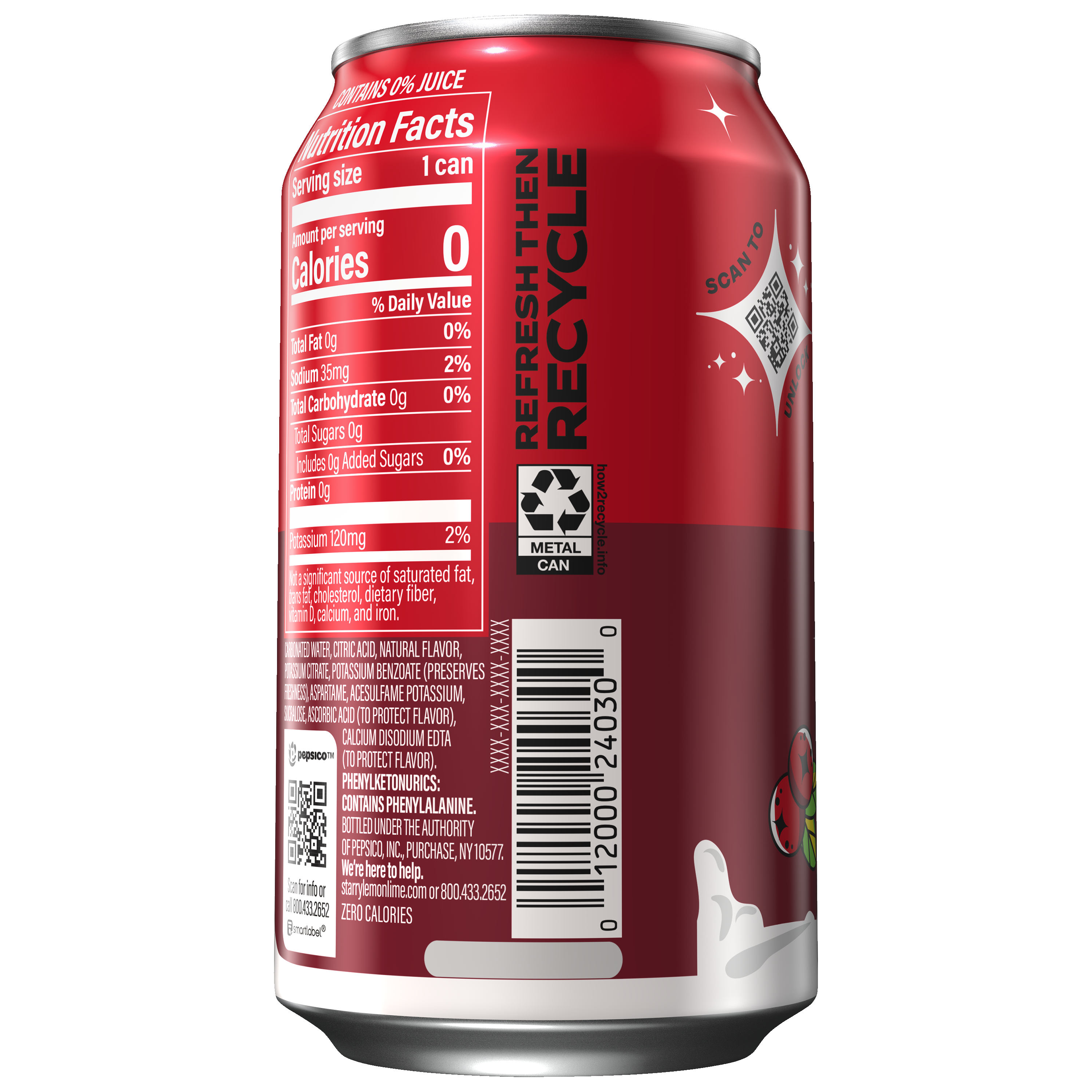 Starry, Zero Sugar, Cranberry Blizz, Lemon Lime Cranberry Flavored Soda thumbnail