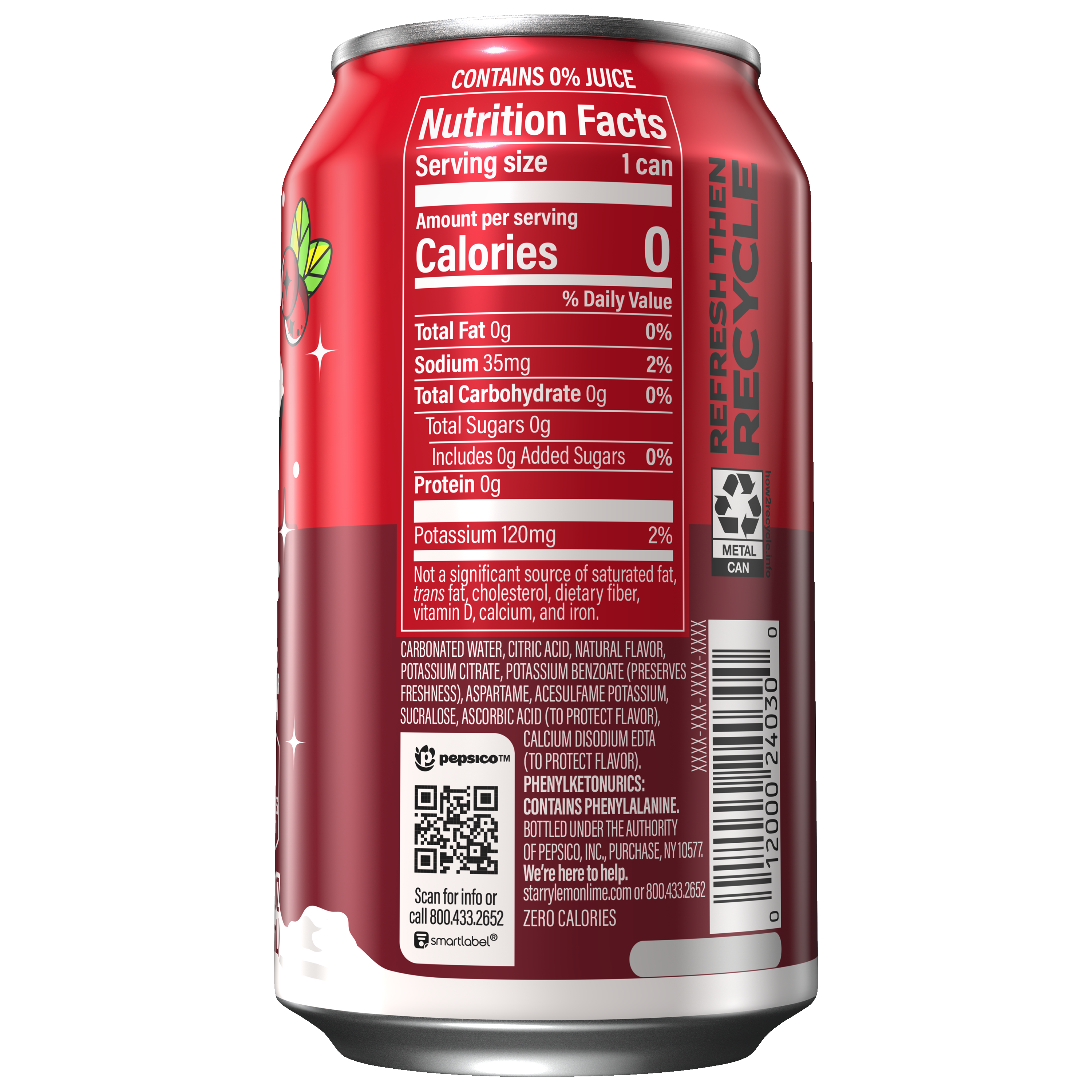 Starry, Zero Sugar, Cranberry Blizz, Lemon Lime Cranberry Flavored Soda thumbnail