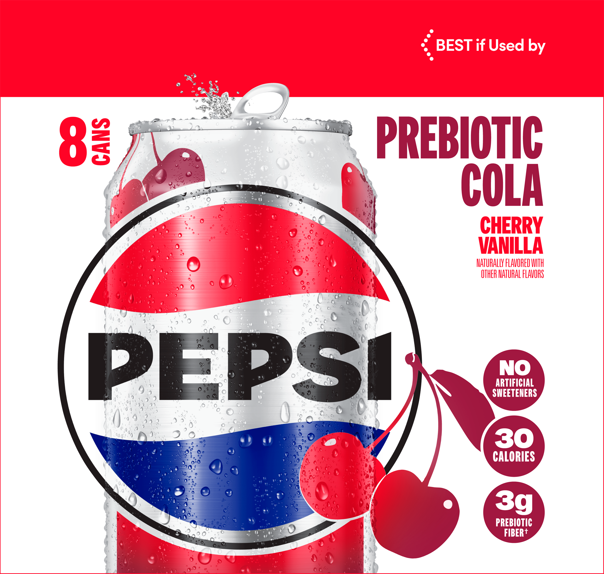 Pepsi, Cherry Vanilla Flavored, Prebiotic Cola thumbnail