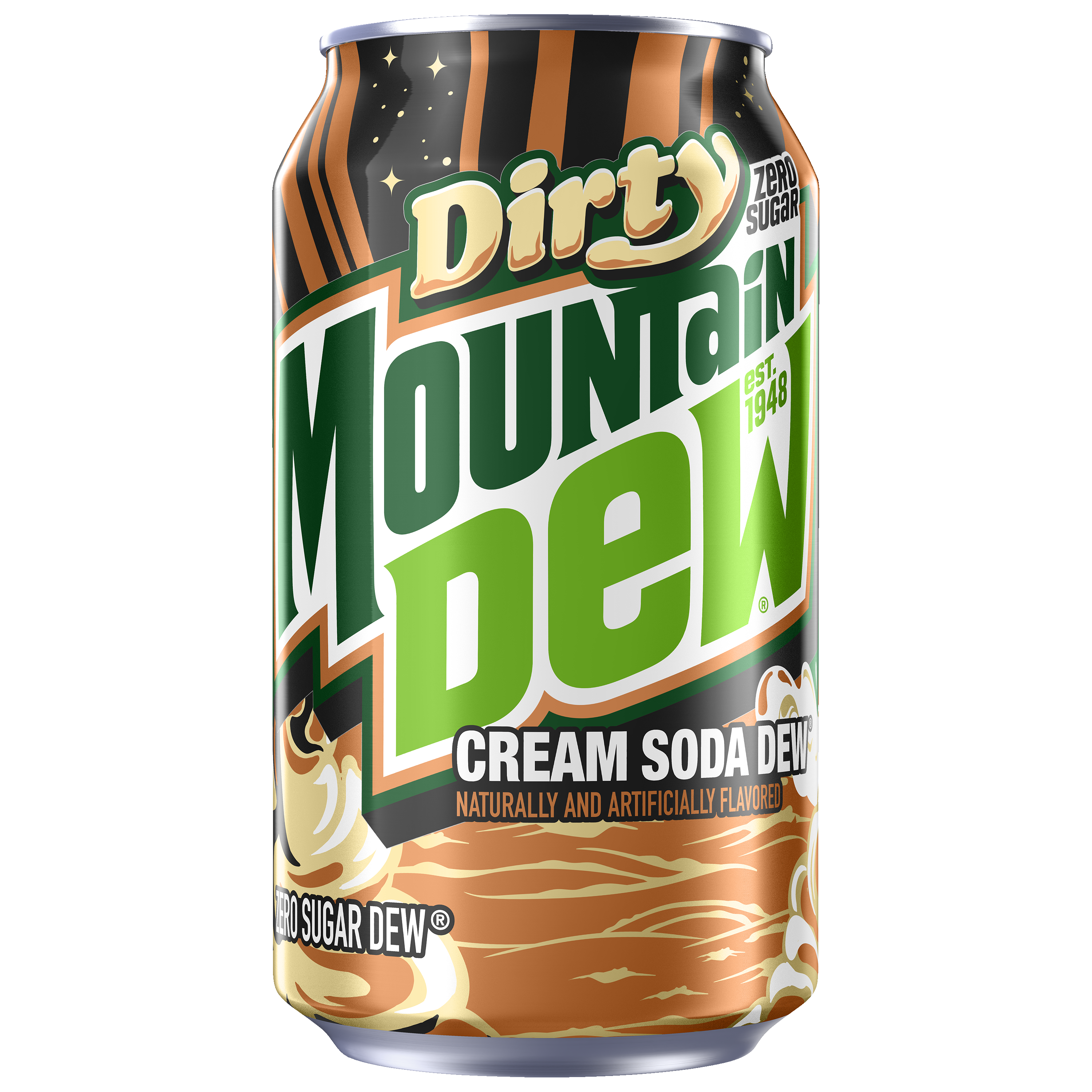 Dirty Mountain Dew, Zero Sugar, Cream Soda Naturally And Artificially Flavored Dew