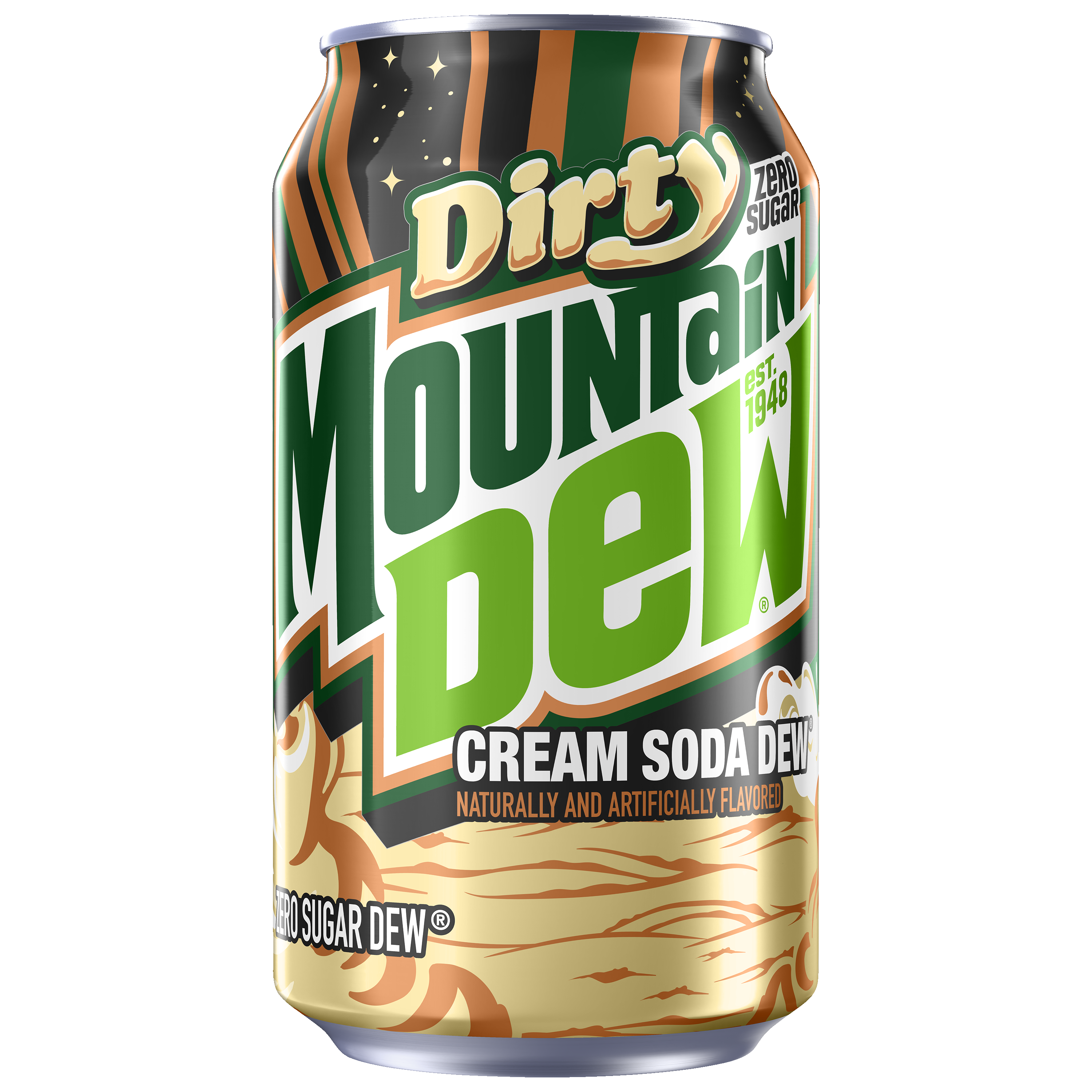 Dirty Mountain Dew, Zero Sugar, Cream Soda Naturally And Artificially Flavored Dew