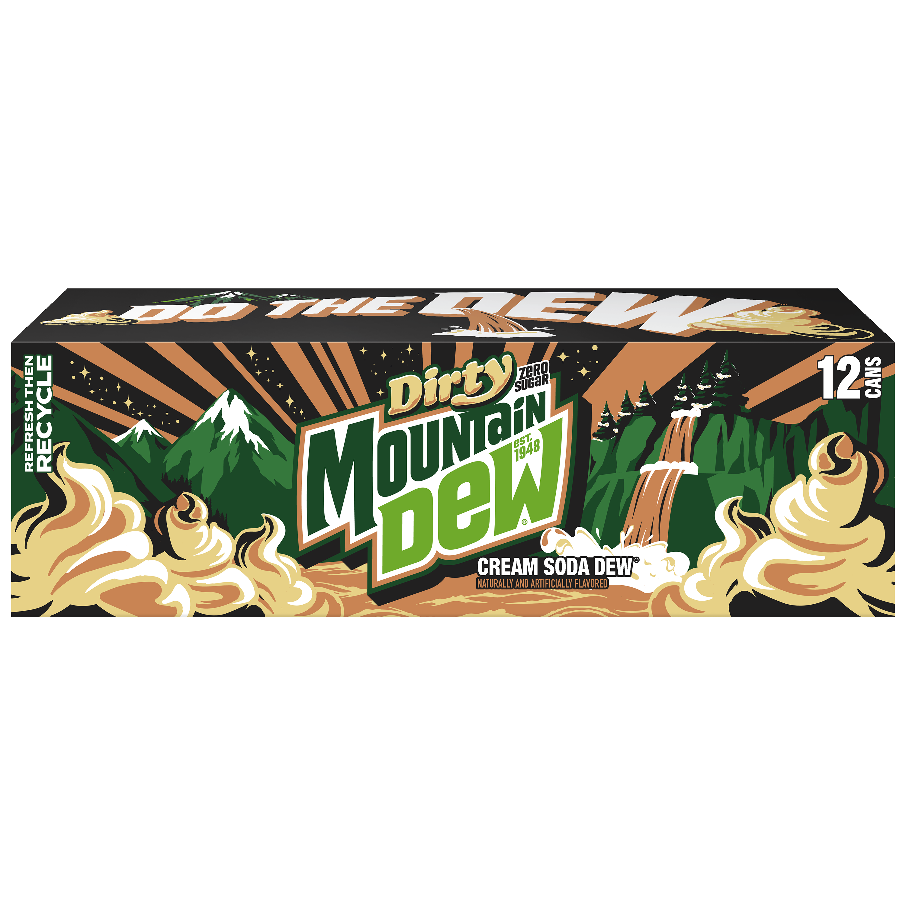 Dirty Mountain Dew, Zero Sugar, Cream Soda Naturally And Artificially Flavored Dew