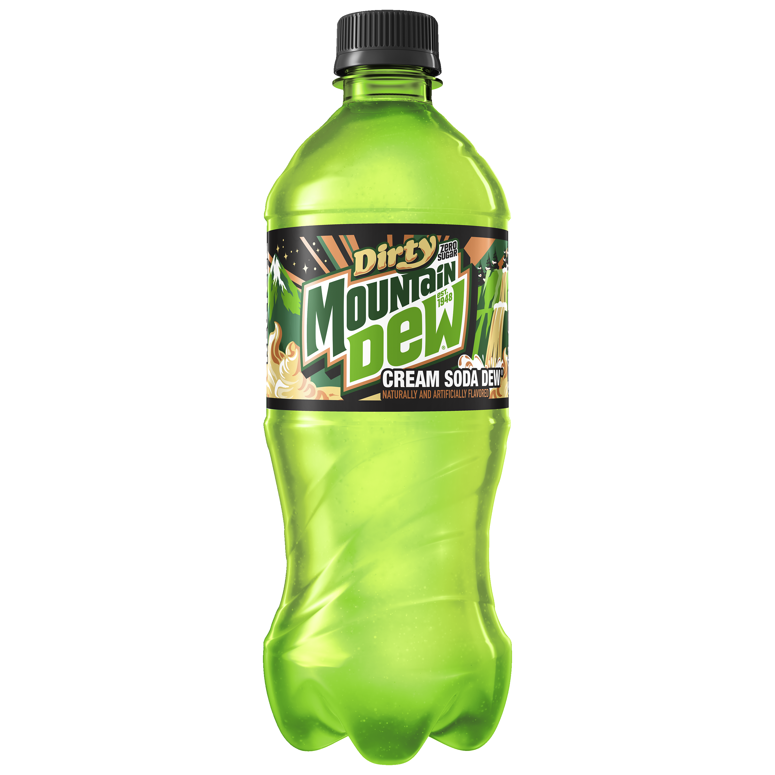 Dirty Mountain Dew, Zero Sugar, Cream Soda Dew Naturally And Artificially Flavored