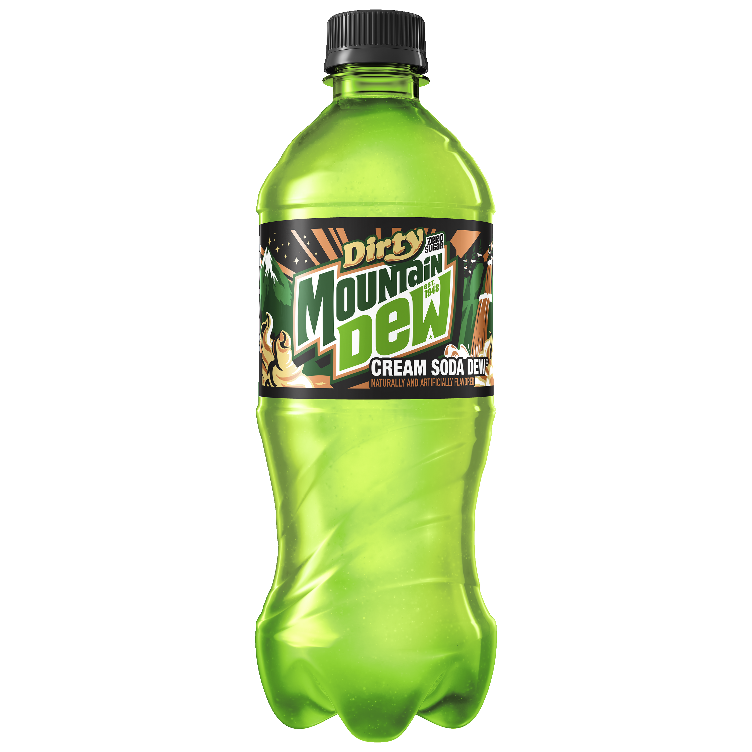 Dirty Mountain Dew, Zero Sugar, Cream Soda Naturally And Artificially Flavored Dew