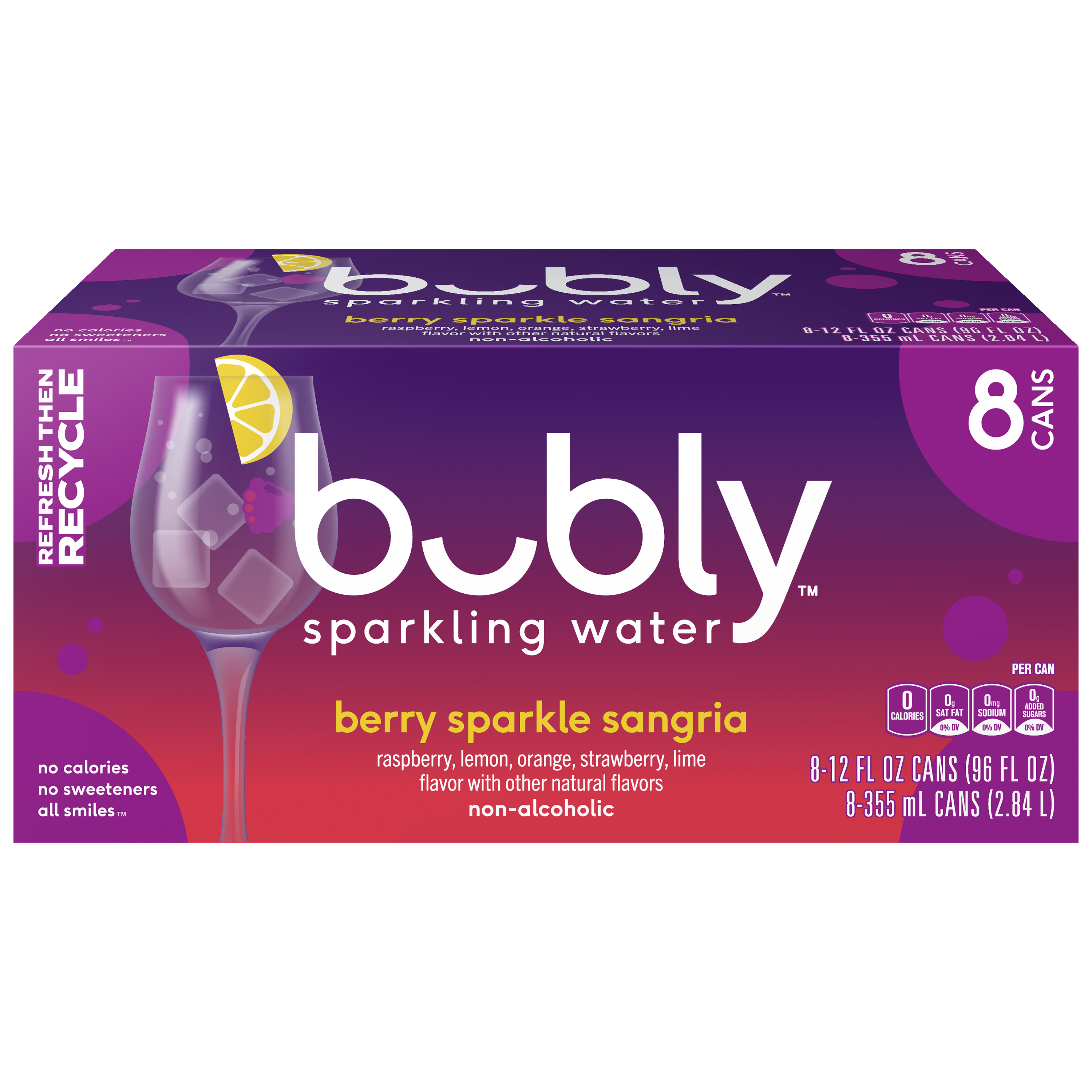 bubly, Berry Sparkle Sangria Flavor, Sparkling Water