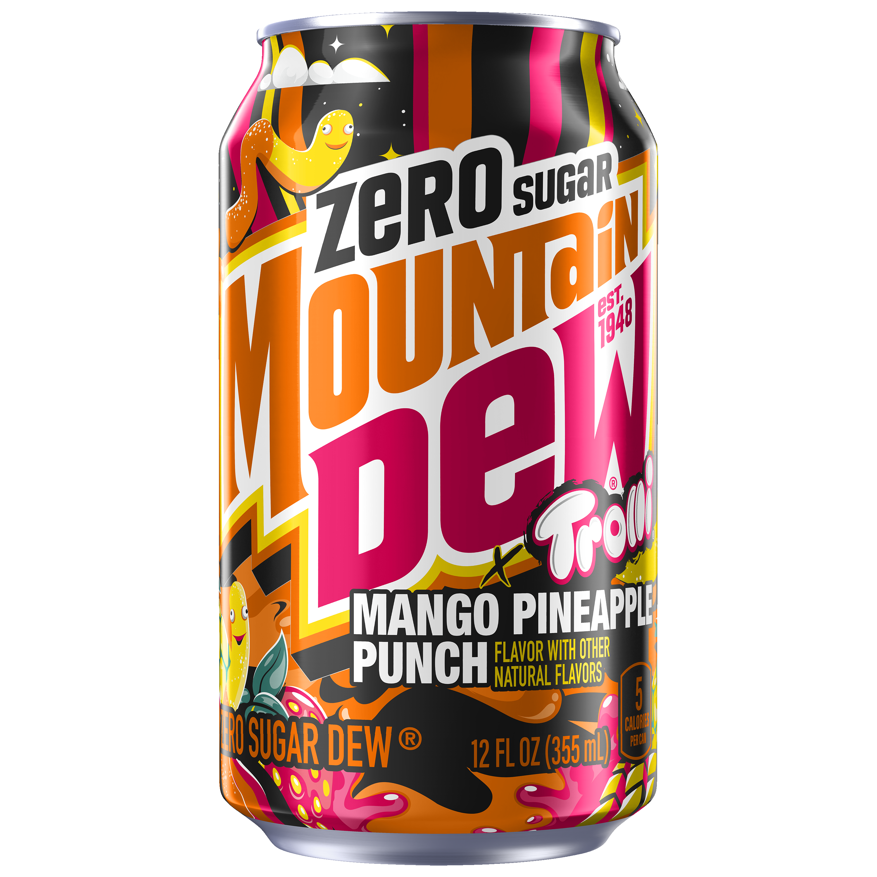 Mountain Dew, Zero Sugar, Trolli, Mango Pineapple Punch Flavor, Zero Sugar Dew