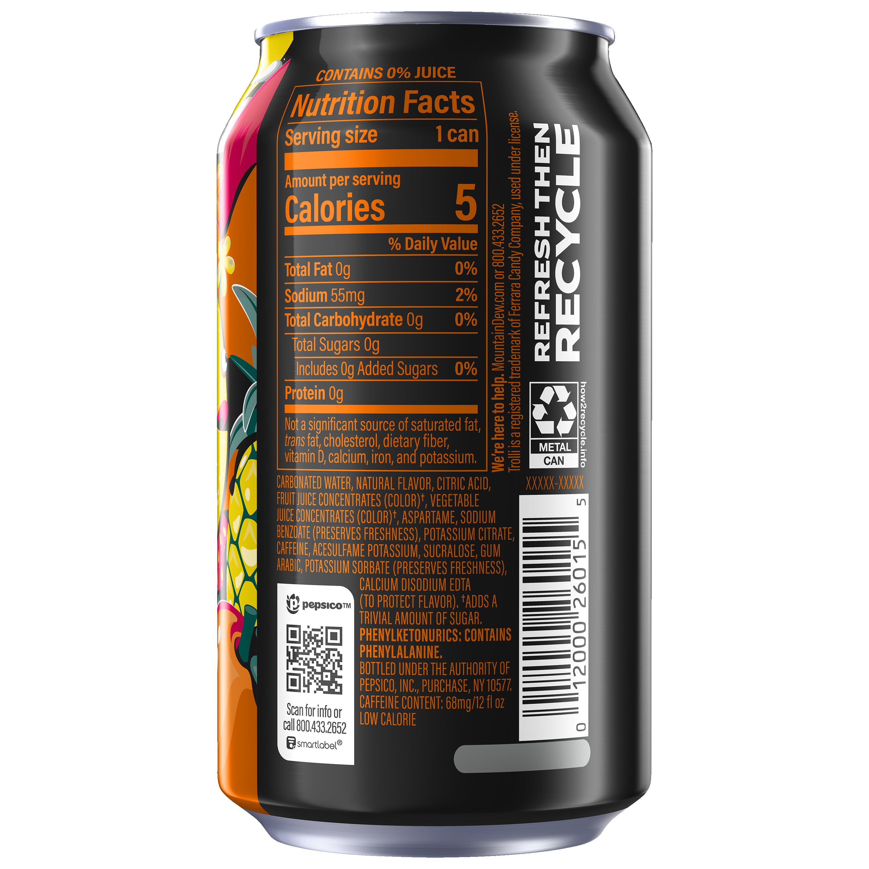 Mountain Dew, Zero Sugar, Trolli, Mango Pineapple Punch Flavor, Zero Sugar Dew thumbnail