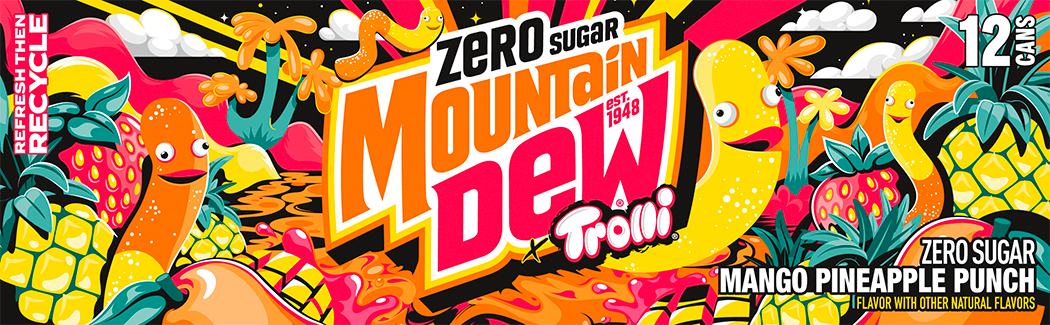 Mountain Dew, Zero Sugar, Trolli, Mango Pineapple Punch Flavor, Zero Sugar Dew thumbnail