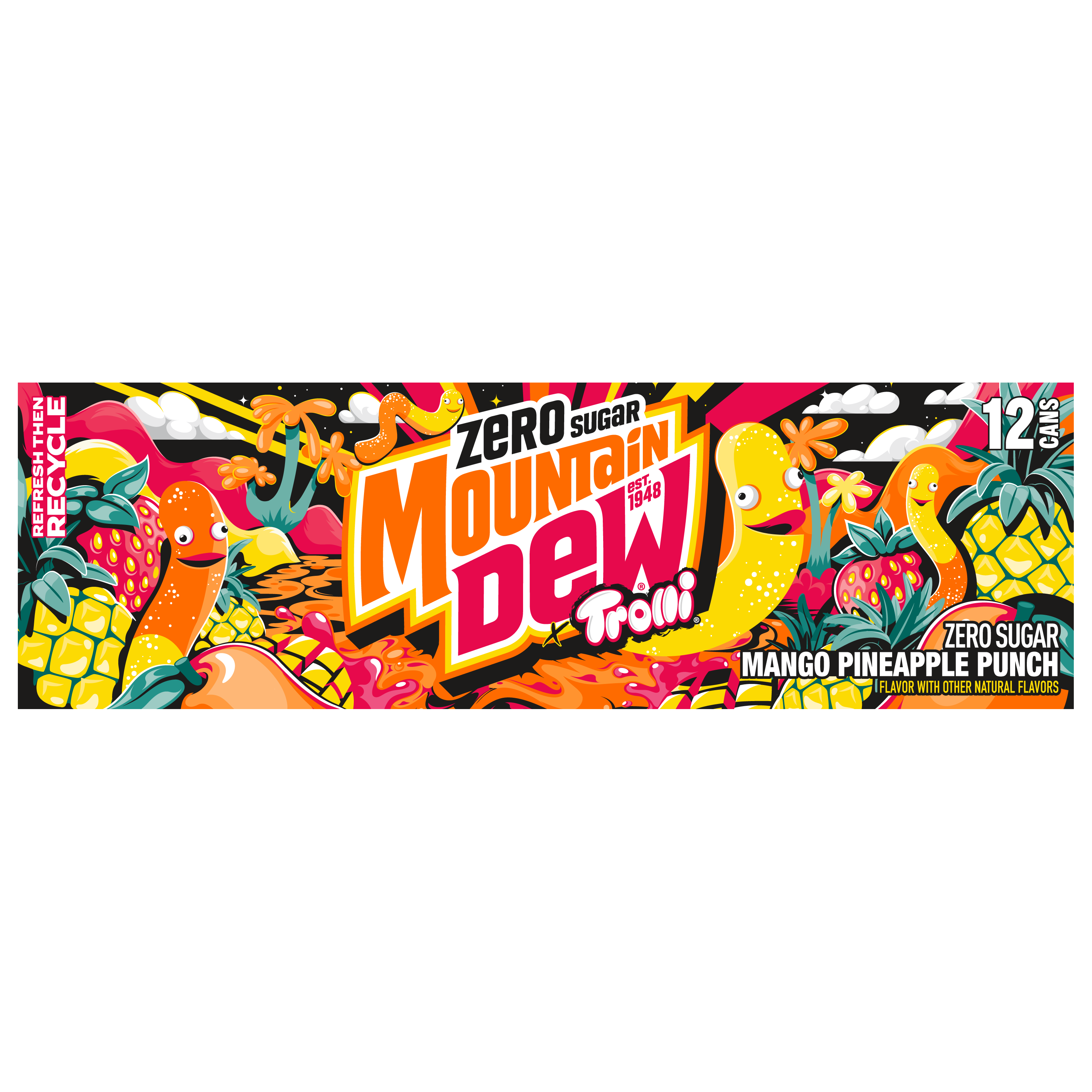 Mountain Dew, Zero Sugar, Trolli, Mango Pineapple Punch Flavor, Zero Sugar Dew thumbnail