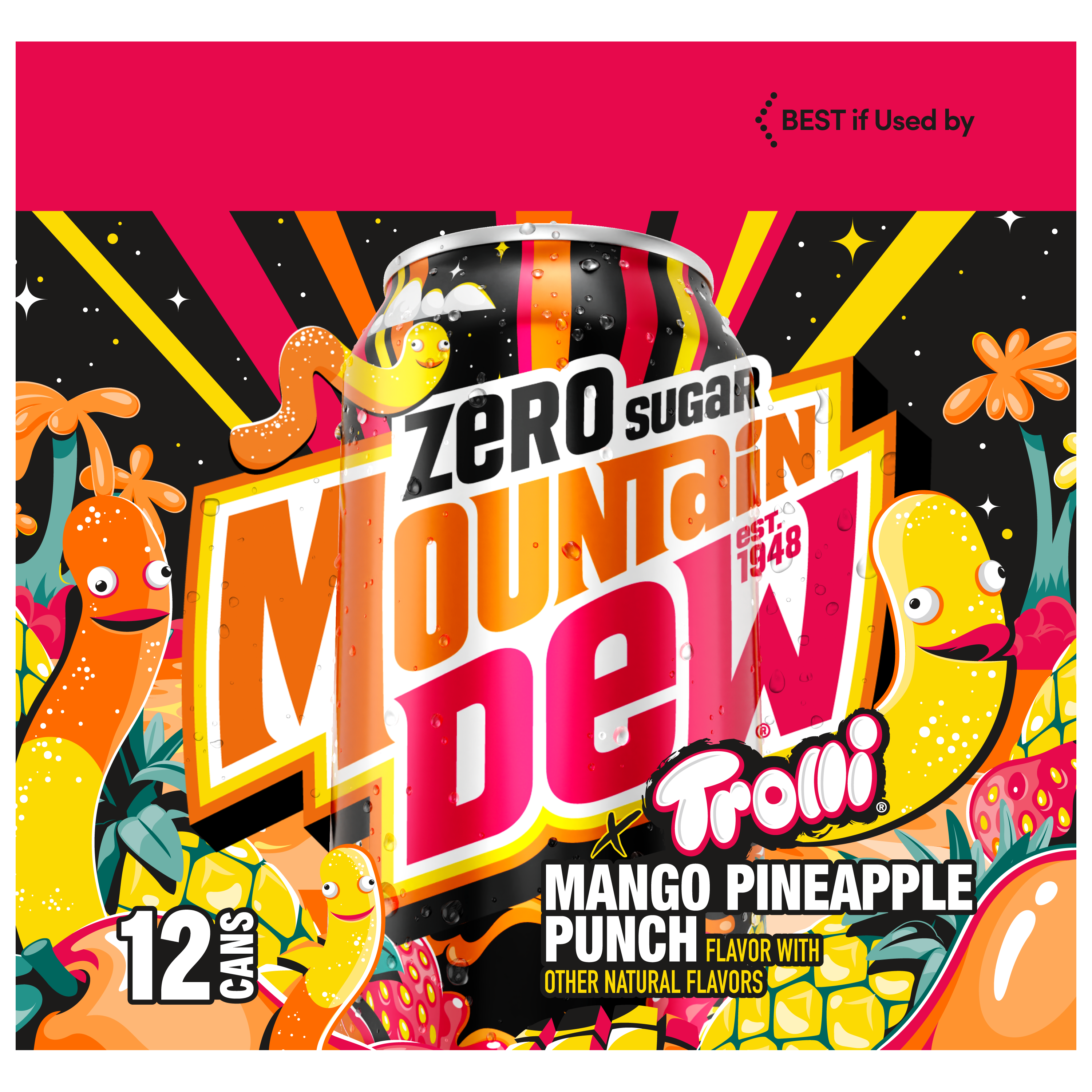 Mountain Dew, Zero Sugar, Trolli, Mango Pineapple Punch Flavor, Zero Sugar Dew thumbnail