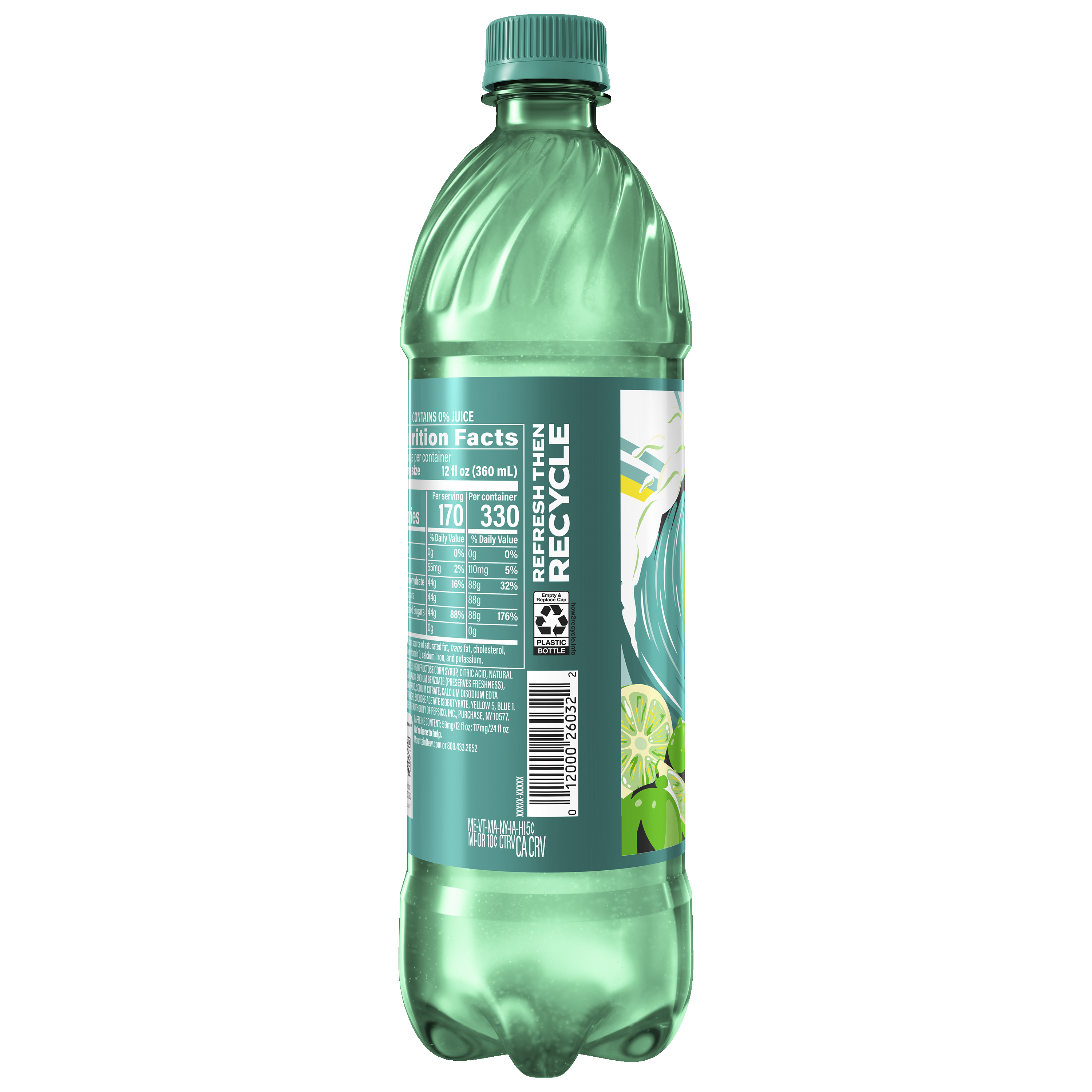 Mountain Dew, Baja Blast, Tropical Lime Naturally And Artificially Flavored Dew thumbnail