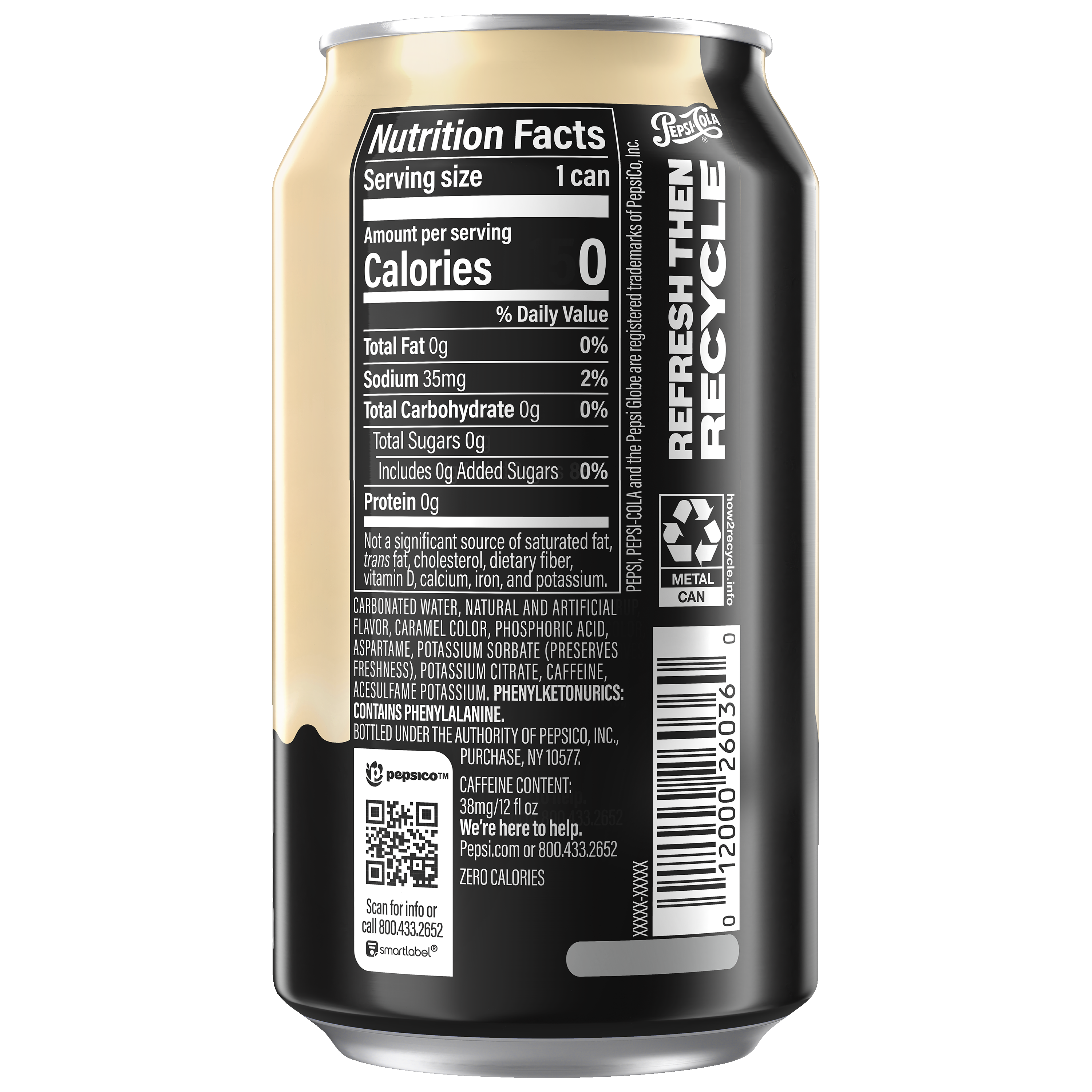 Pepsi, Zero Sugar, Vanilla & Cream Naturally And Artificially Flavored thumbnail