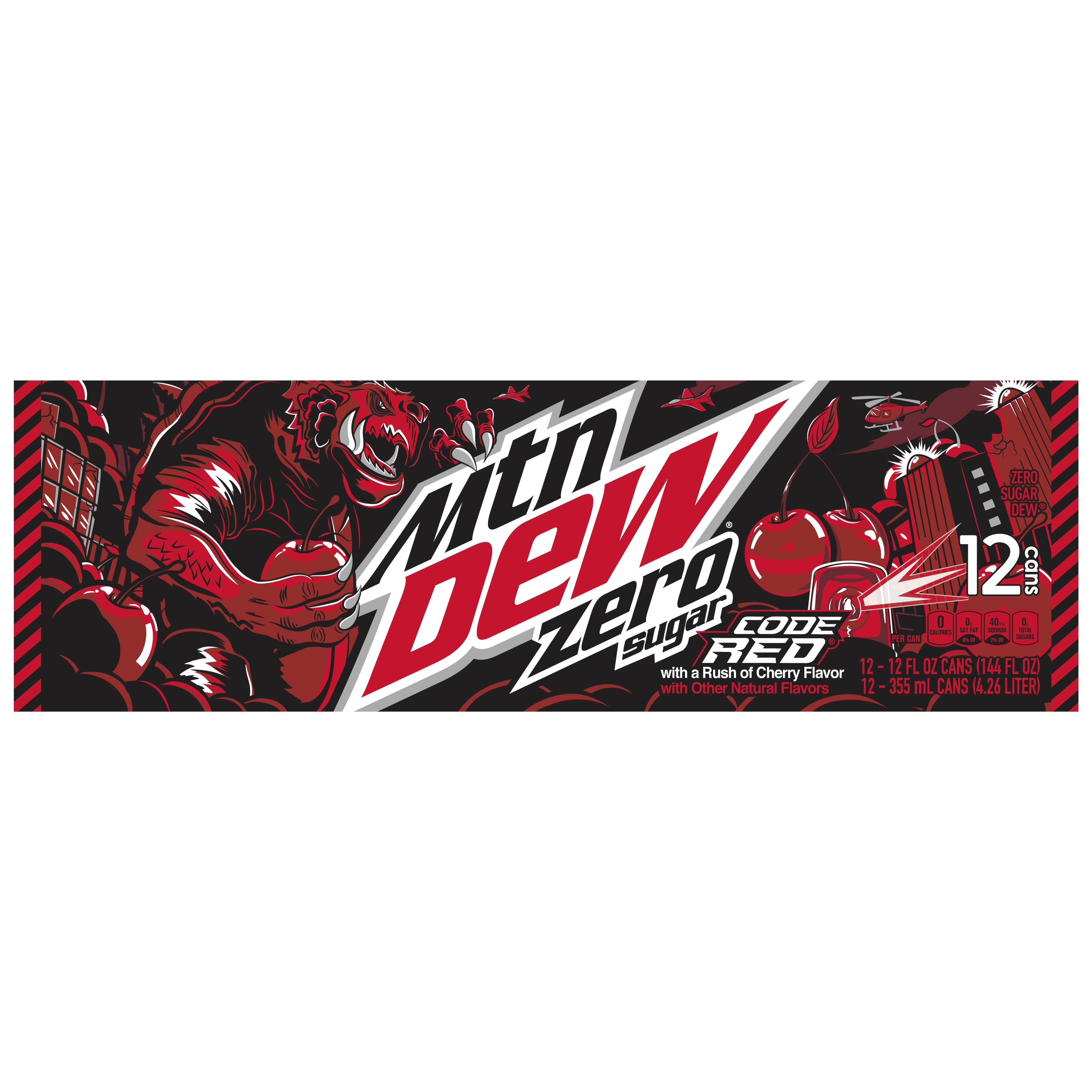 Mountain Dew, Zero Sugar, Code Red, With A Rush Of Cherry Flavor, Zero Sugar Dew thumbnail