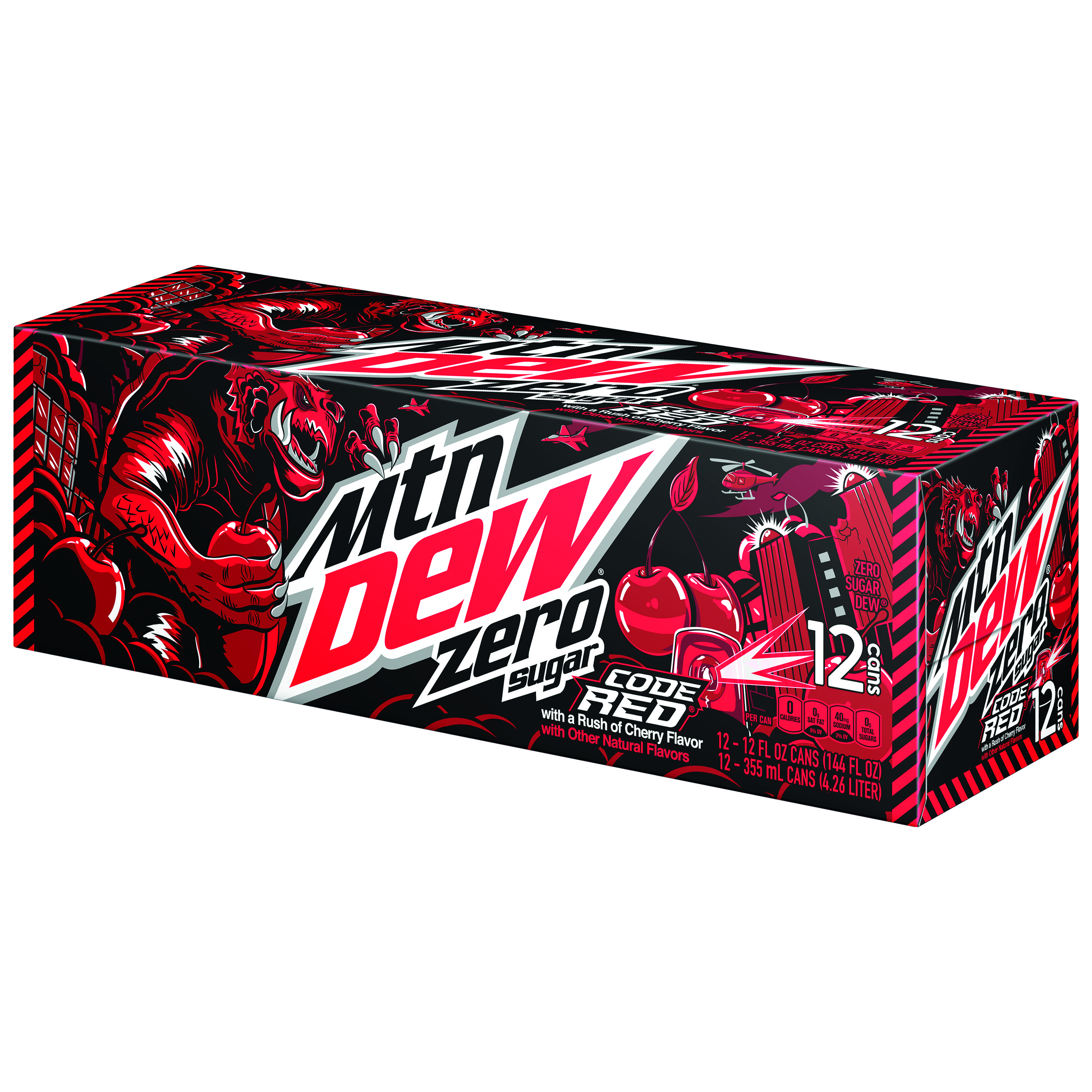 Mountain Dew, Zero Sugar, Code Red, With A Rush Of Cherry Flavor, Zero Sugar Dew thumbnail