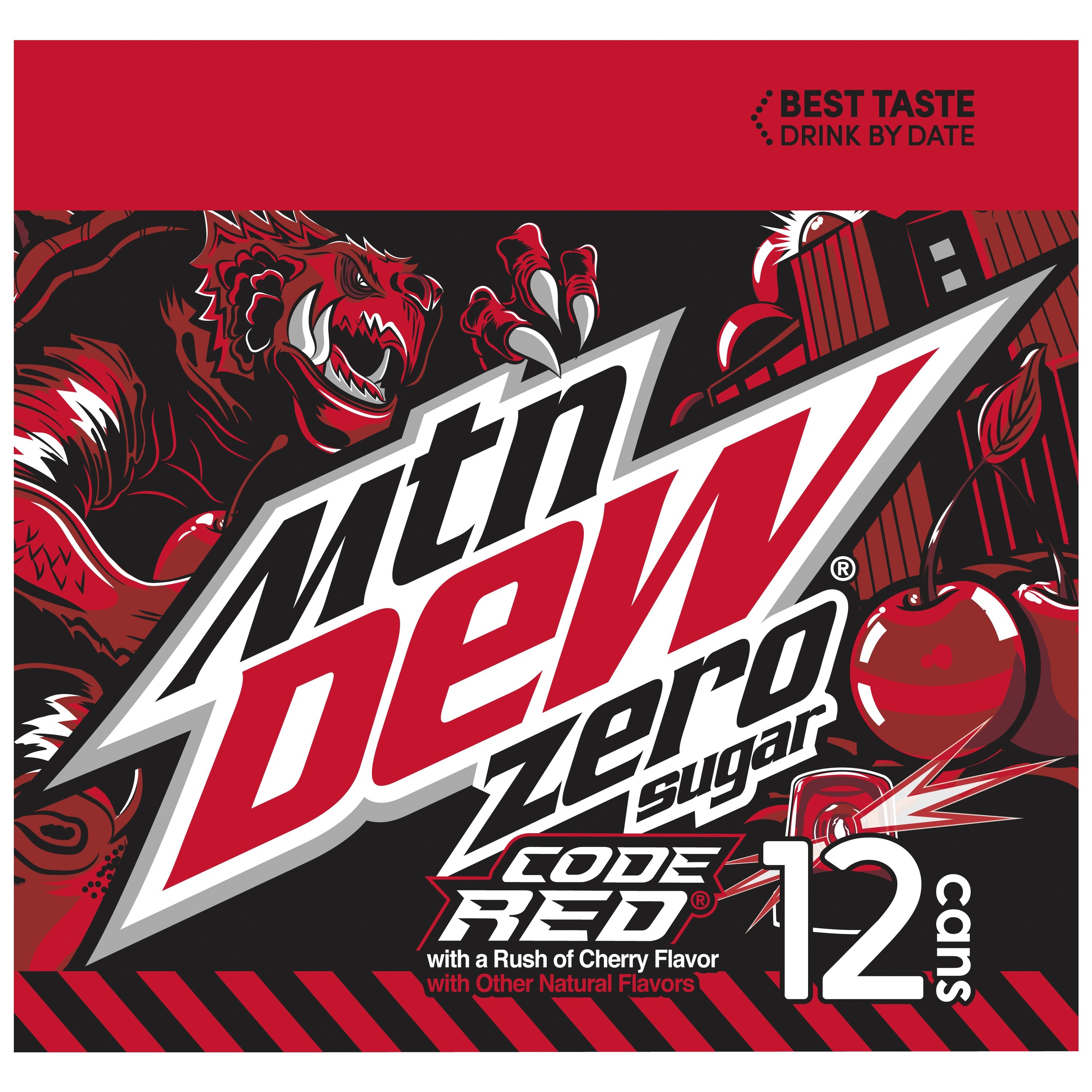 Mountain Dew, Zero Sugar, Code Red, With A Rush Of Cherry Flavor, Zero Sugar Dew thumbnail