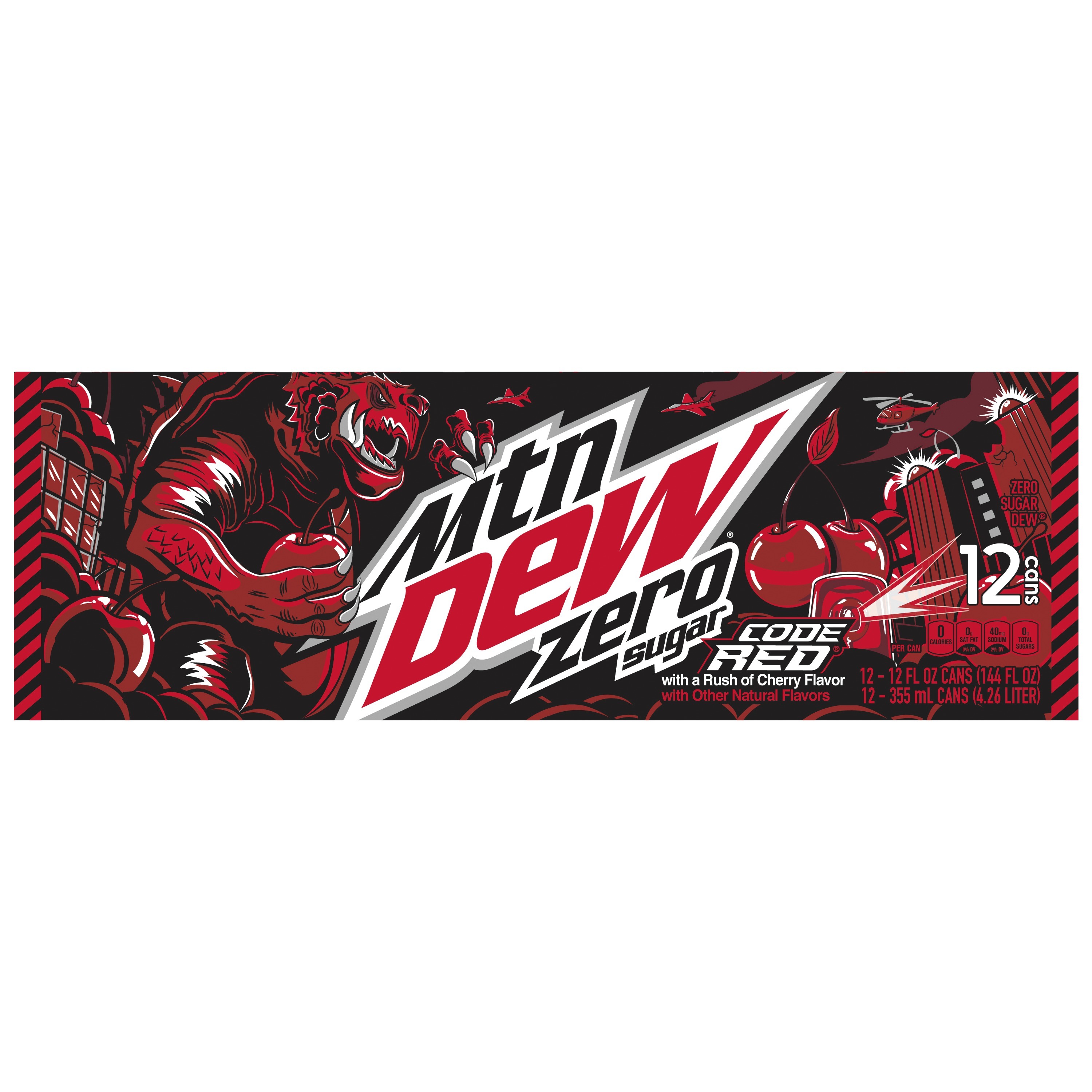 Mountain Dew, Zero Sugar, Code Red, With A Rush Of Cherry Flavor, Zero Sugar Dew thumbnail