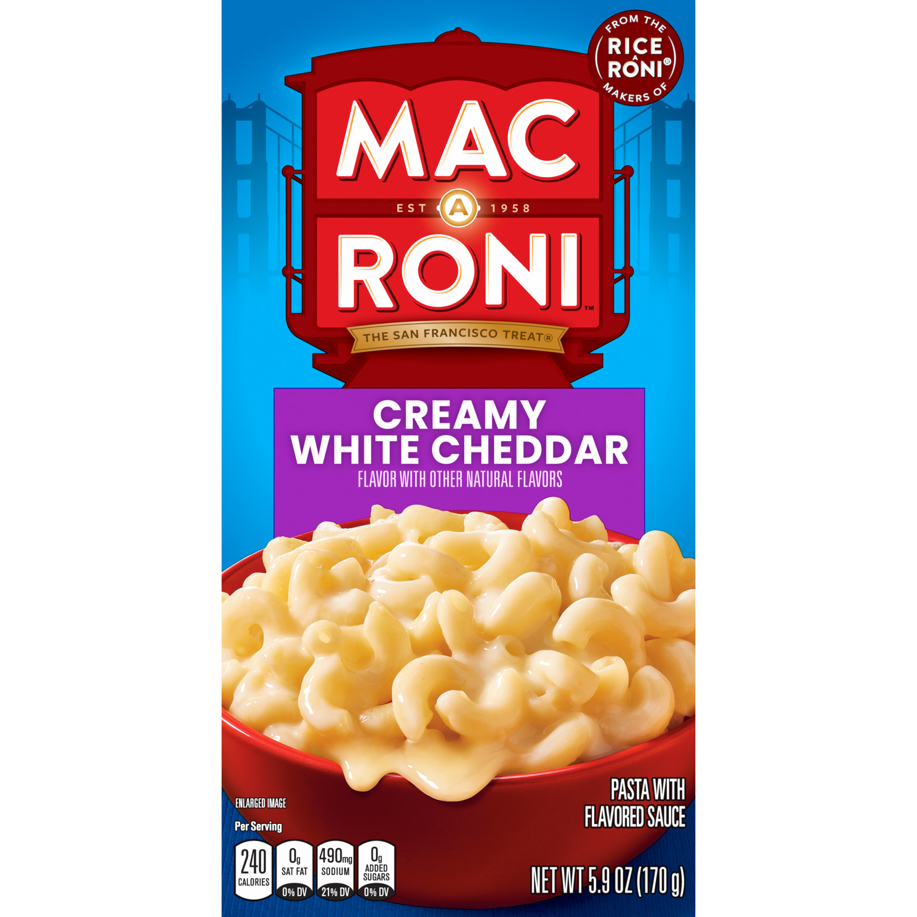 Mac A Roni, Creamy White Cheddar Flavor, Pasta With Flavored Sauce