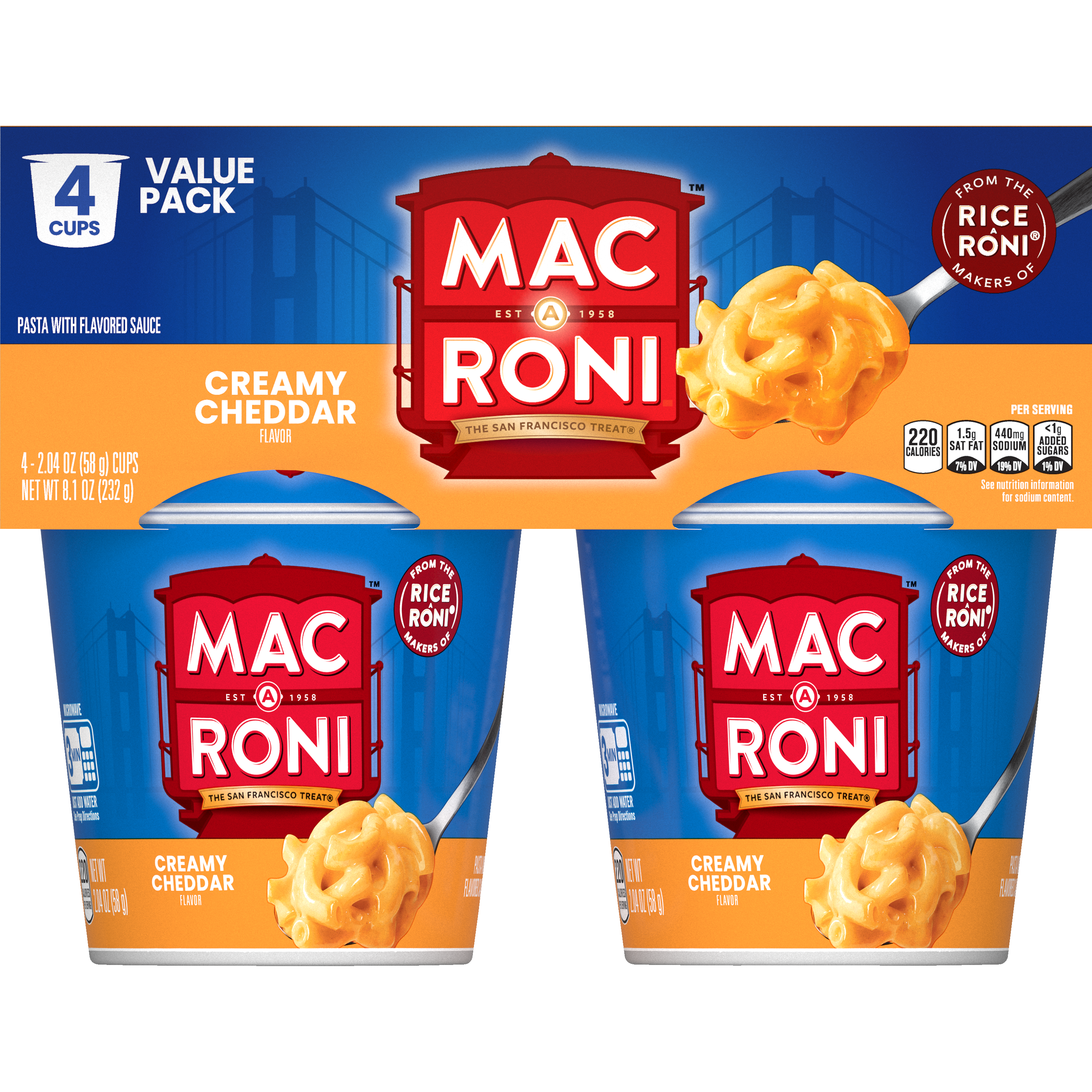 Mac A Roni, Creamy Cheddar Flavor, Pasta With Flavored Sauce