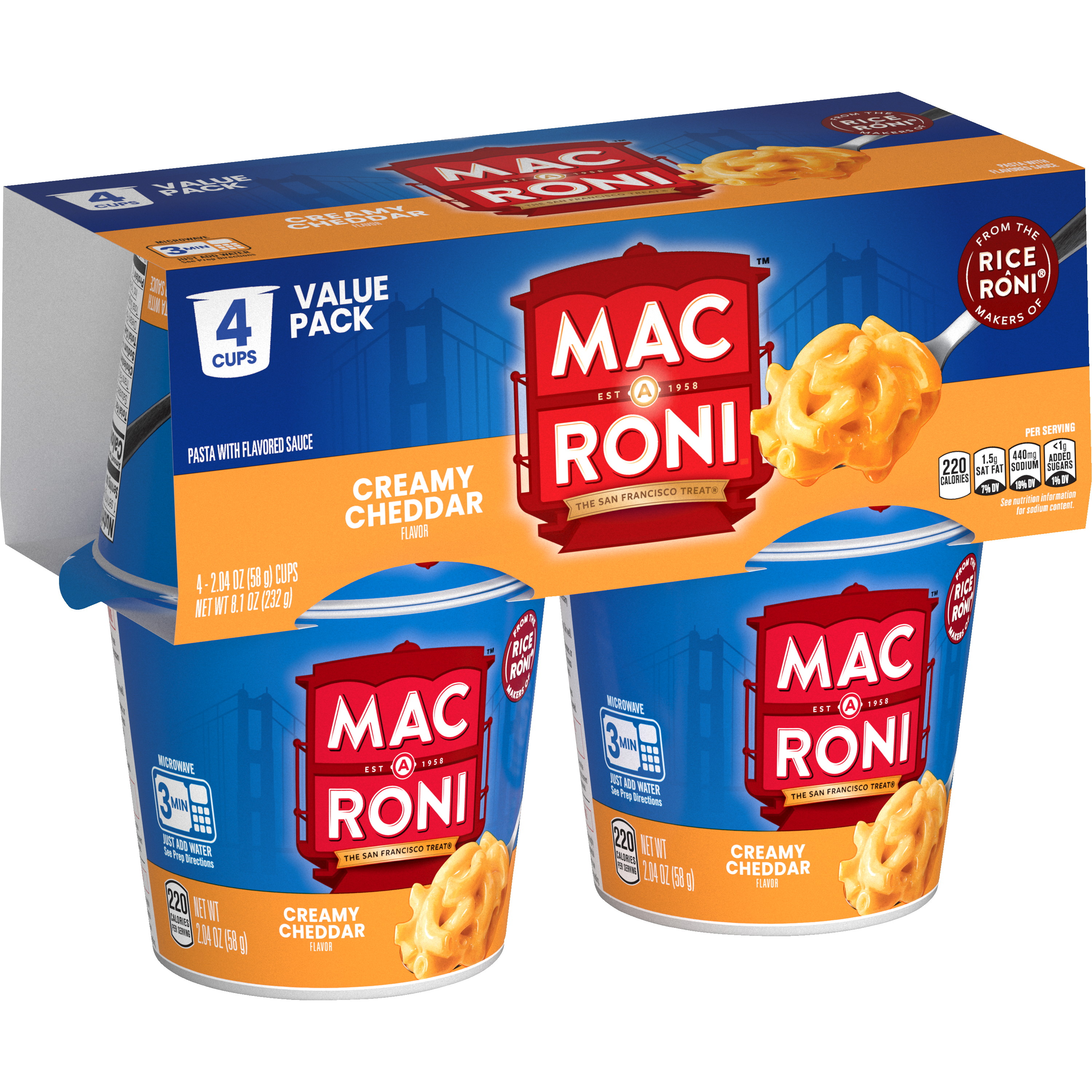 Mac A Roni, Creamy Cheddar Flavor, Pasta With Flavored Sauce thumbnail