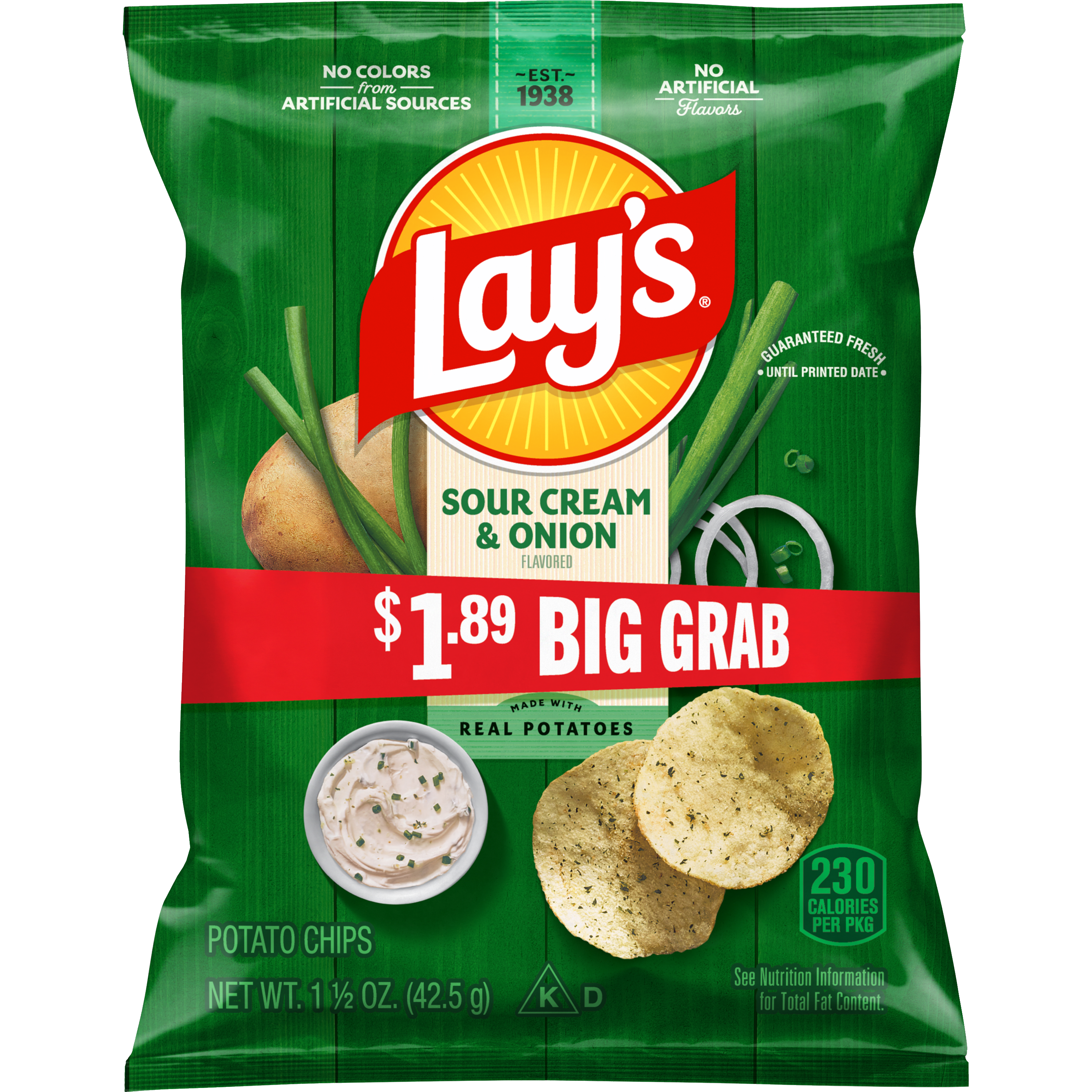 Lay's, Sour Cream & Onion Flavored, Potato Chips