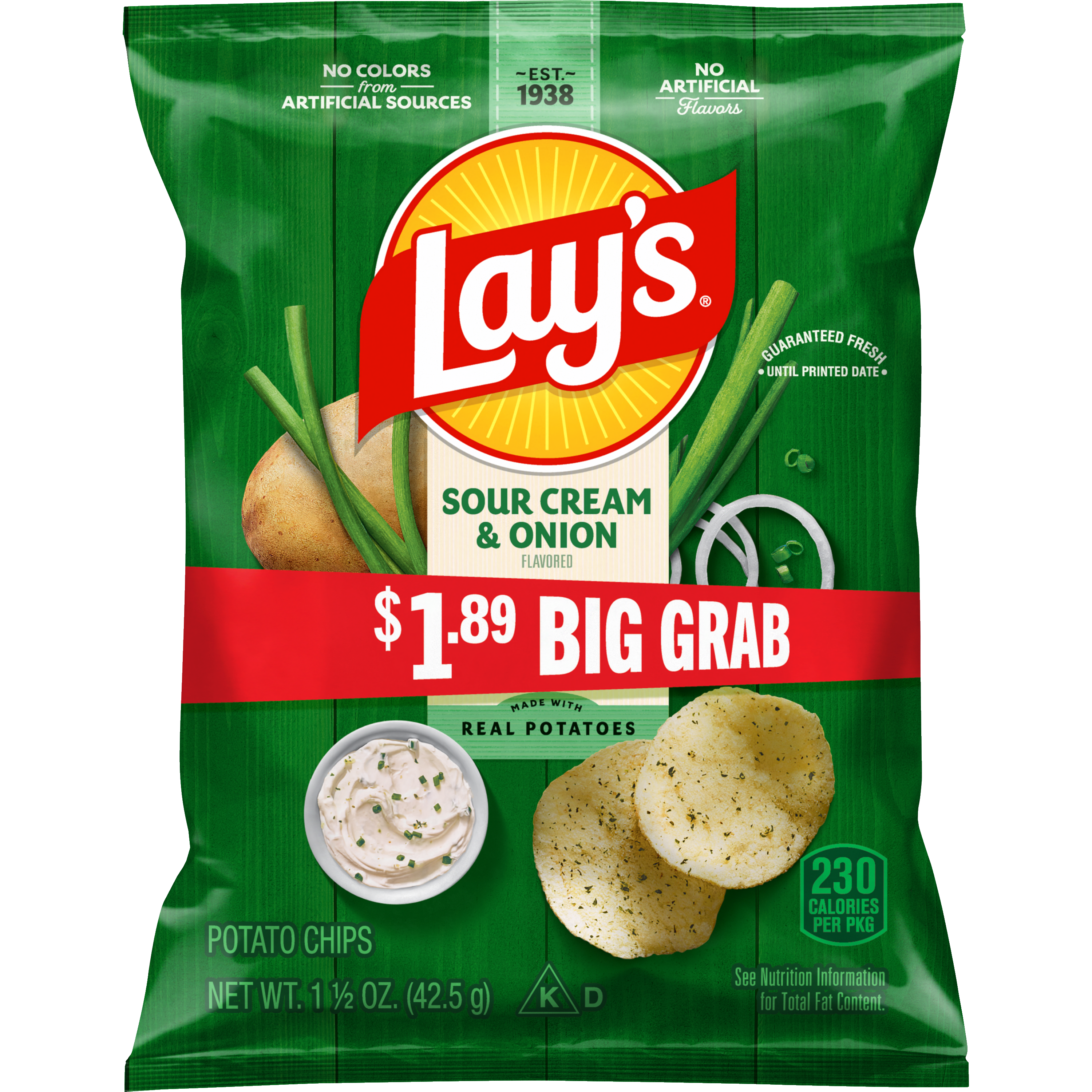 Lay's, Sour Cream & Onion Flavored, Potato Chips