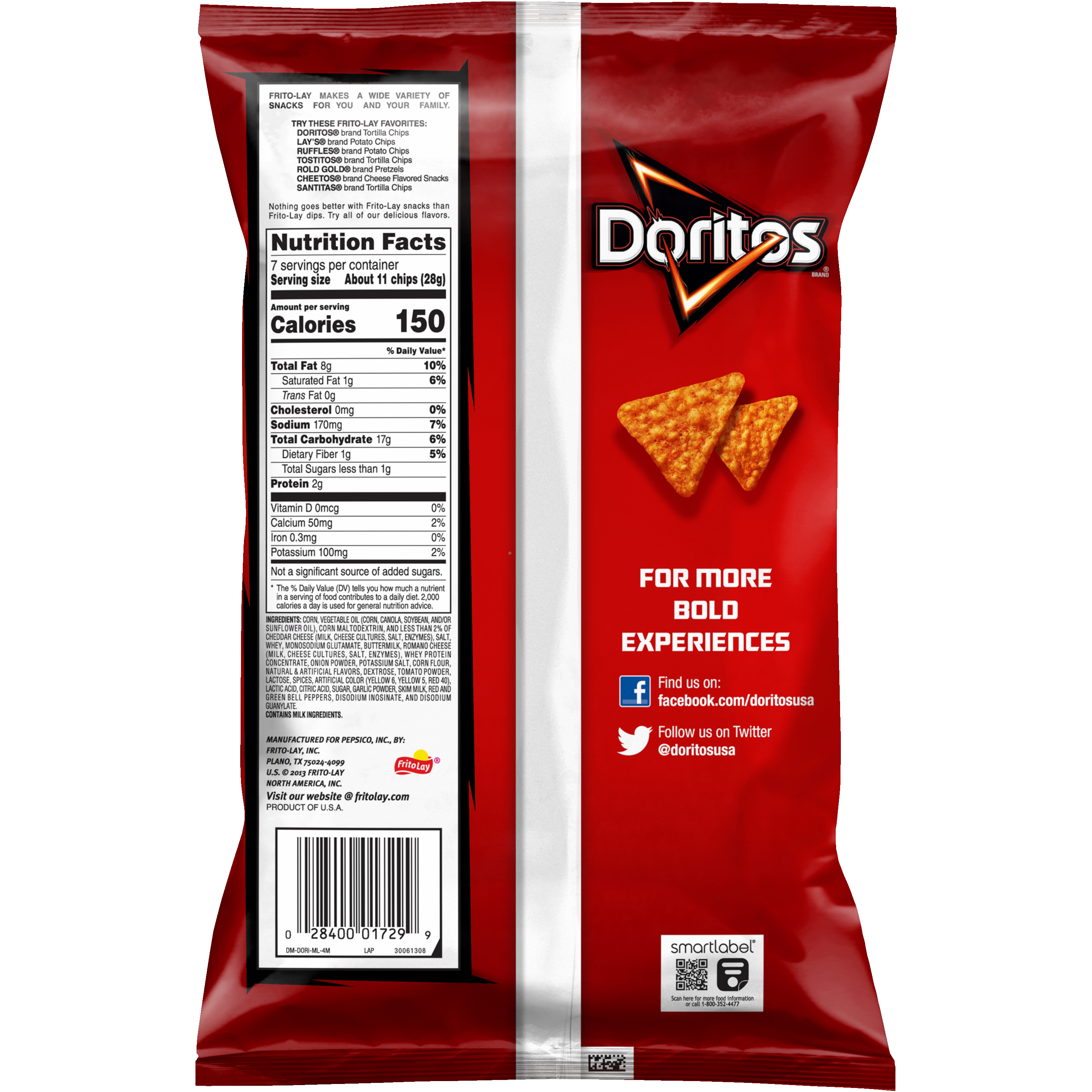 Doritos, Nacho Cheese Flavored, Tortilla Chips thumbnail