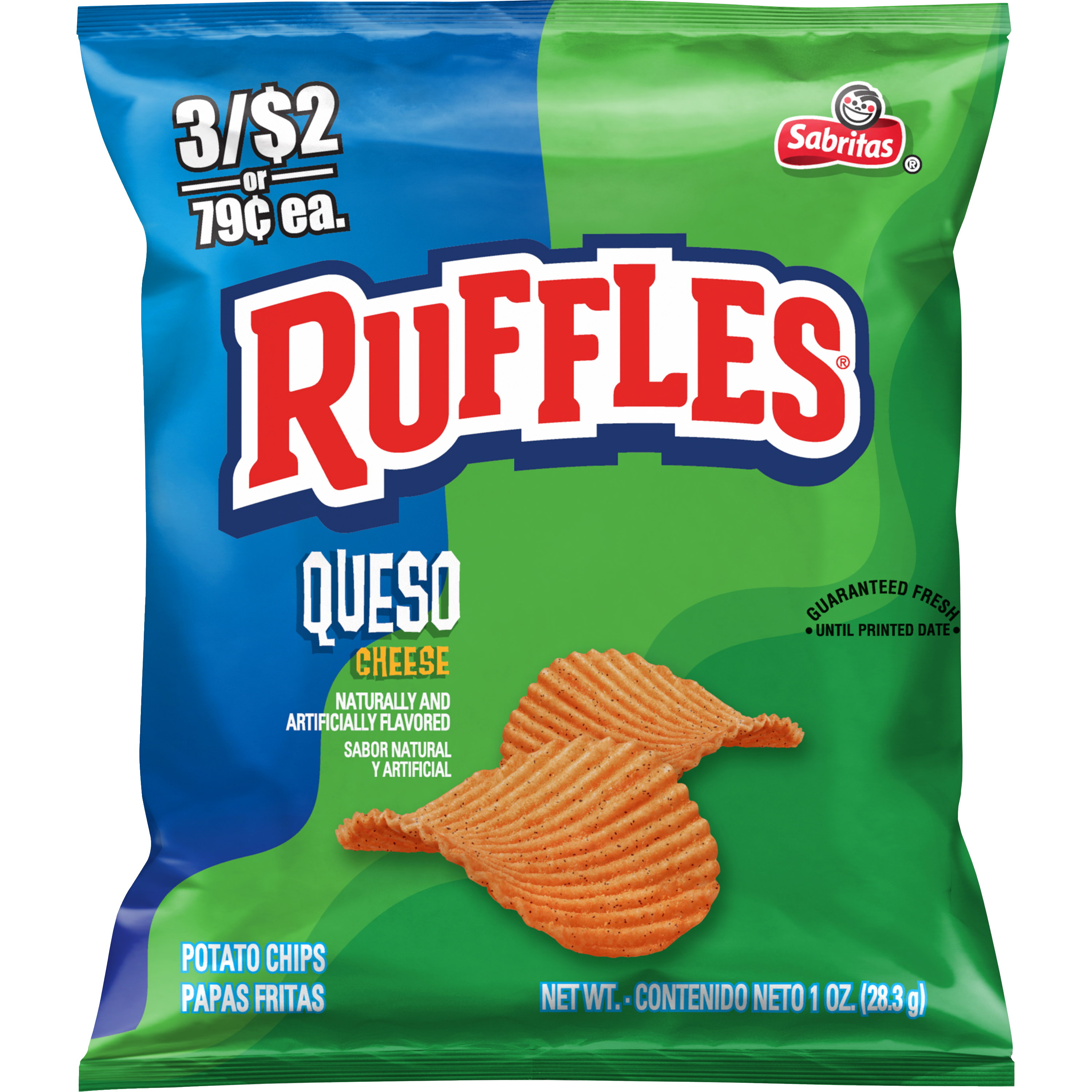 Ruffles, Queso Cheese Naturally And Artificially Flavored, Potato Chips