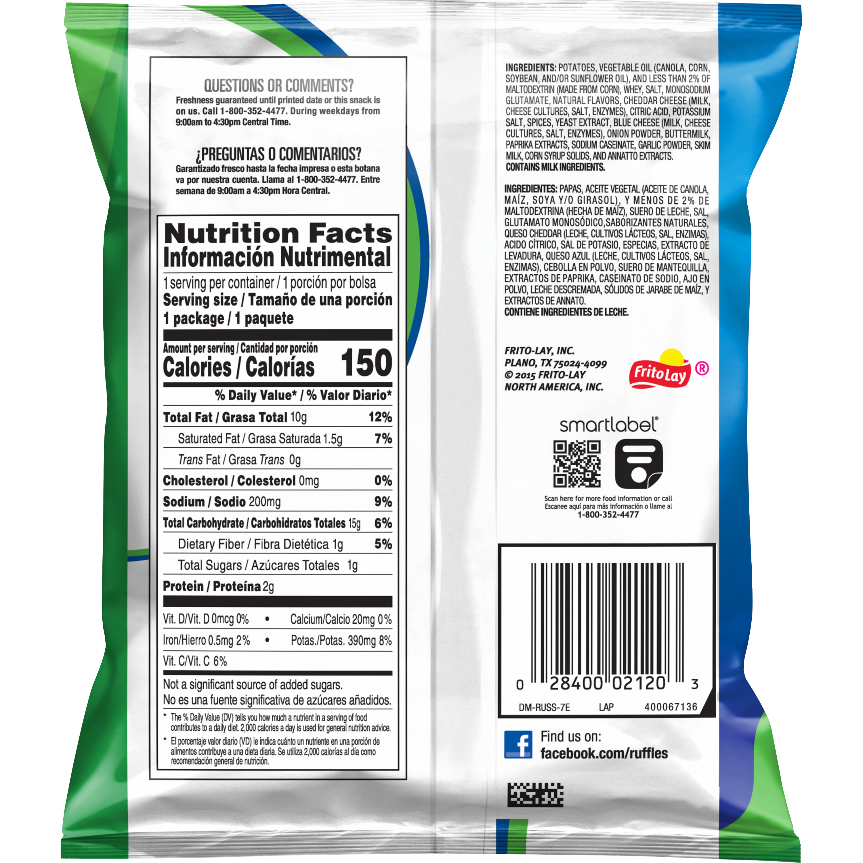 Ruffles, Queso Cheese Naturally And Artificially Flavored, Potato Chips thumbnail