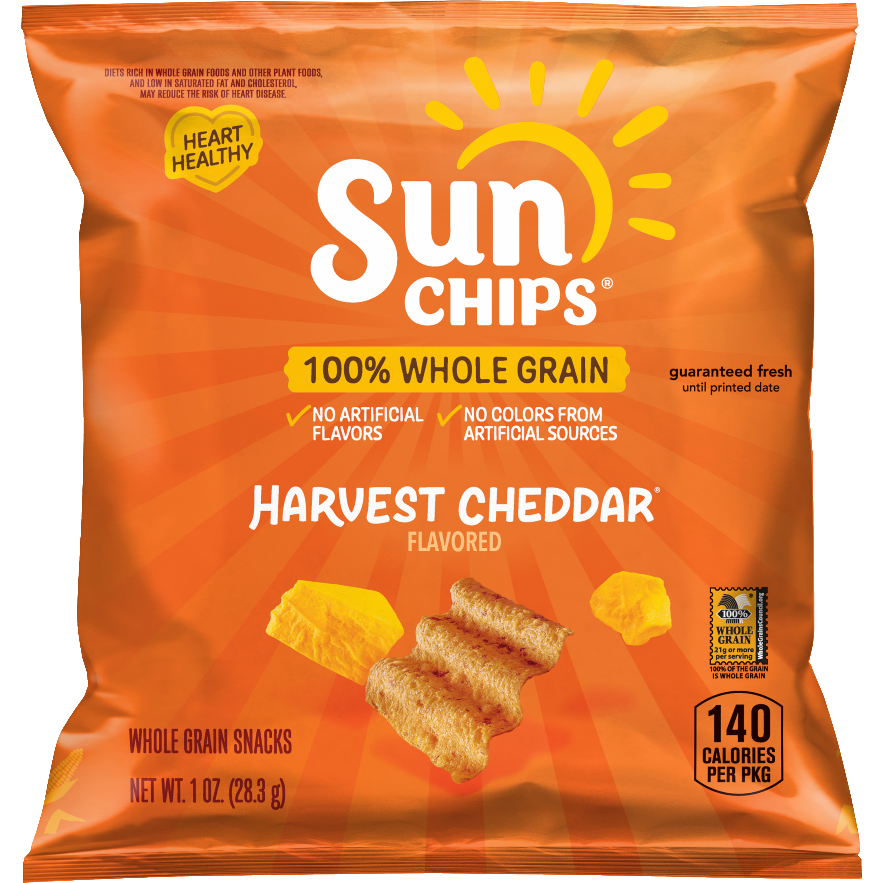 SunChips, Harvest Cheddar Flavored, Whole Grain Snacks