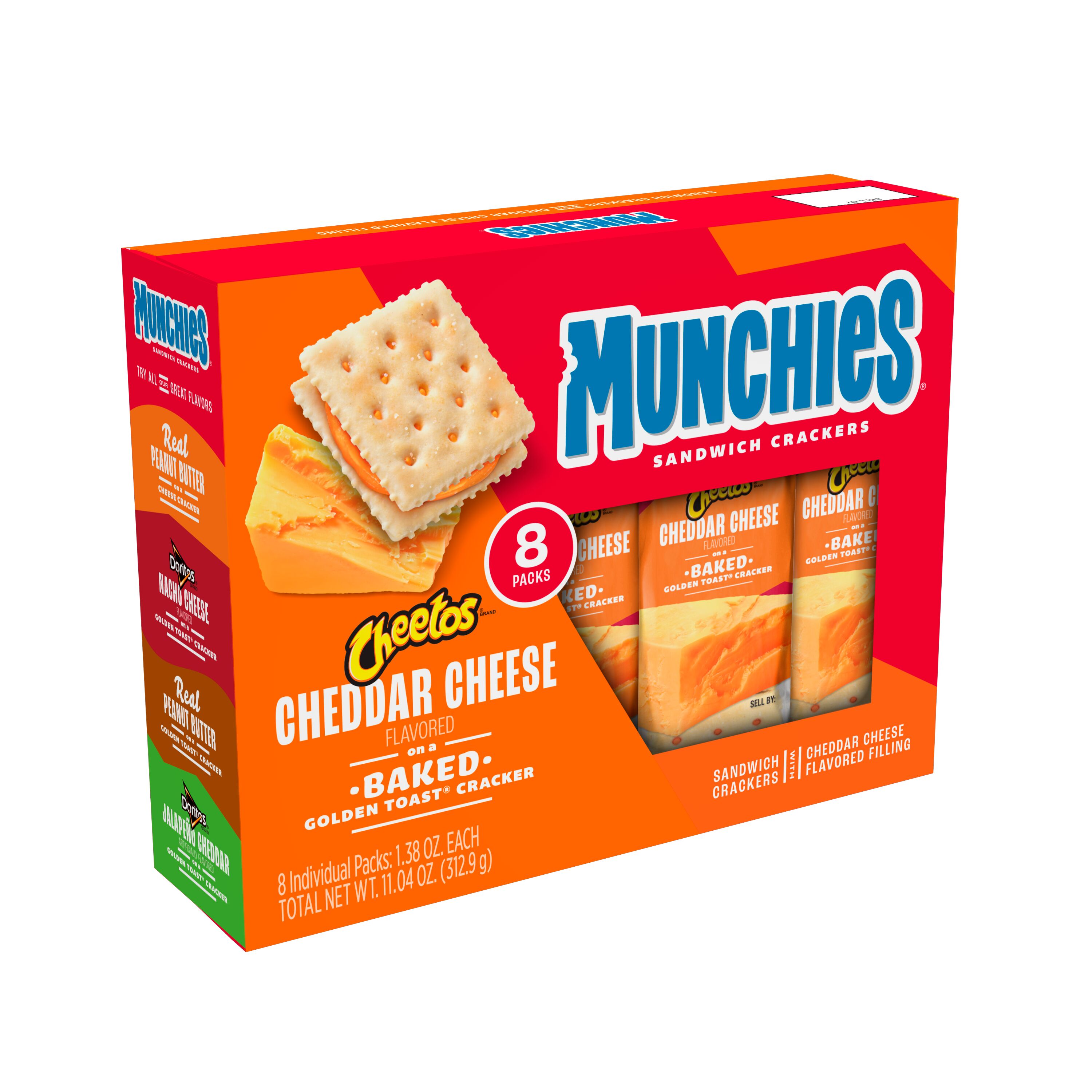 Munchies, Cheetos, Cheddar Cheese Flavored On Baked Golden Toast, Sandwich Crackers thumbnail
