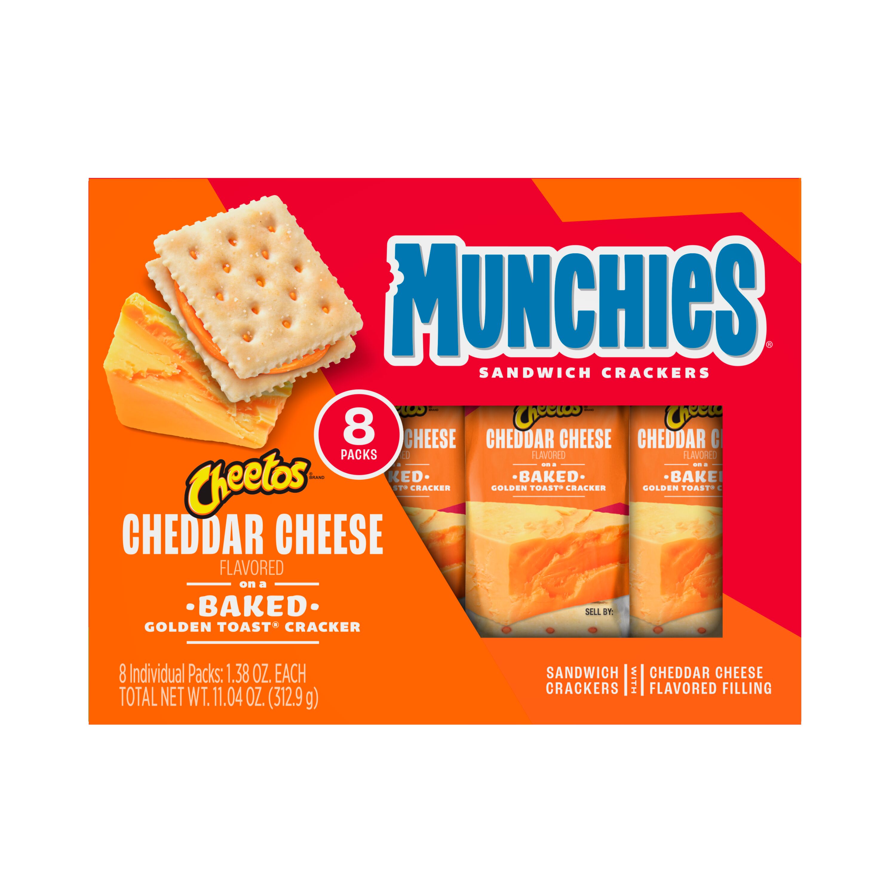Munchies, Cheetos, Cheddar Cheese Flavored On Baked Golden Toast, Sandwich Crackers