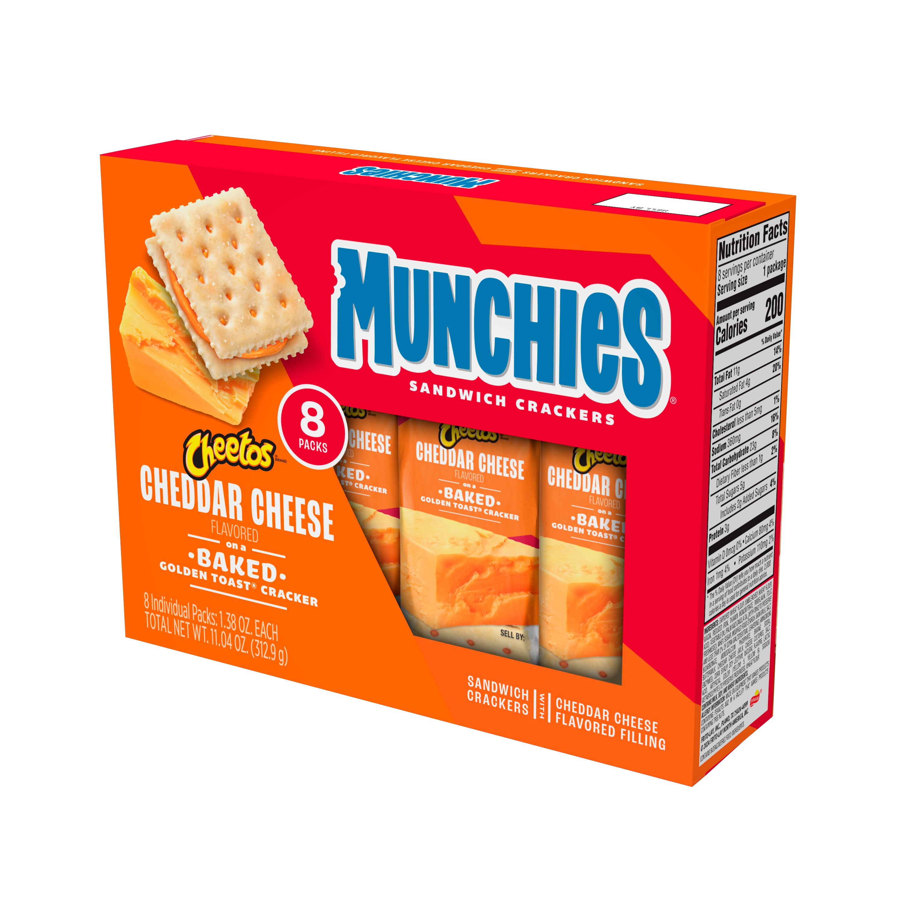 Munchies, Cheetos, Cheddar Cheese Flavored On Baked Golden Toast, Sandwich Crackers thumbnail