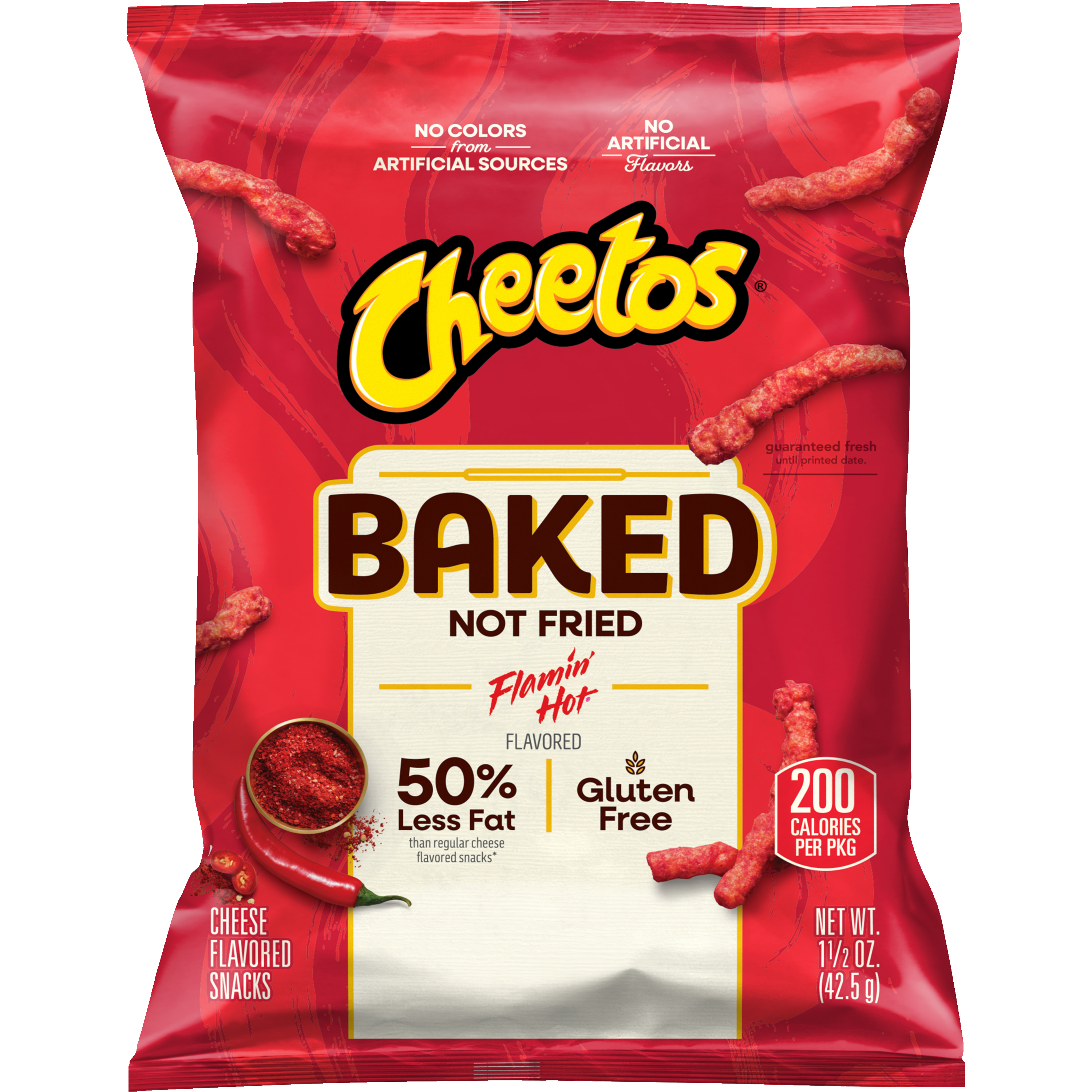 Cheetos, Baked, Flamin' Hot Flavored, Cheese Flavored Snacks