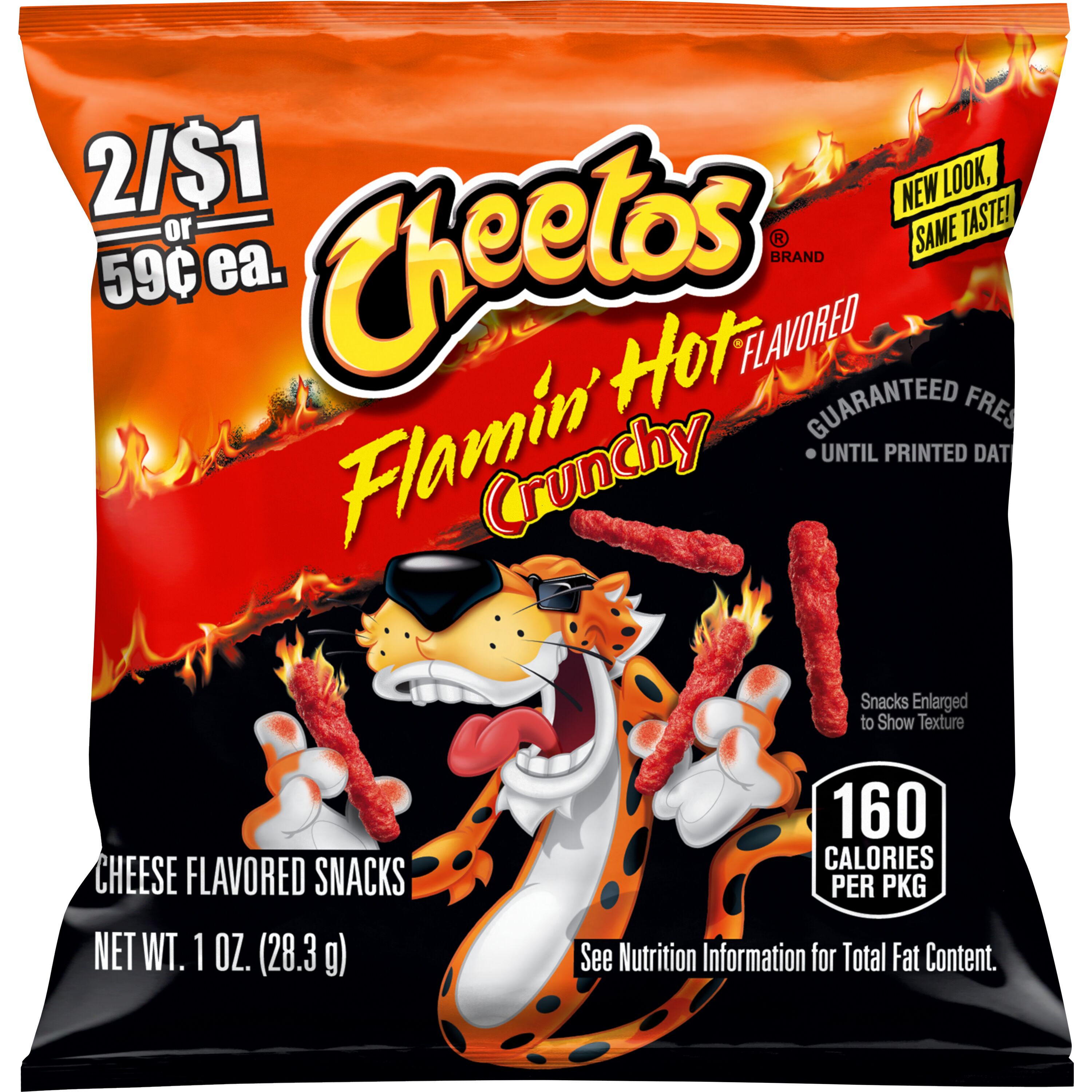 Cheetos, Crunchy, Flamin' Hot Flavored, Cheese Flavored Snacks